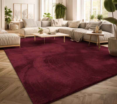 Teppich Wohnzimmer Kurzflor Einfarbig Modernes Design Waschbar, TT Home, rechteckig, Höhe: 14 mm