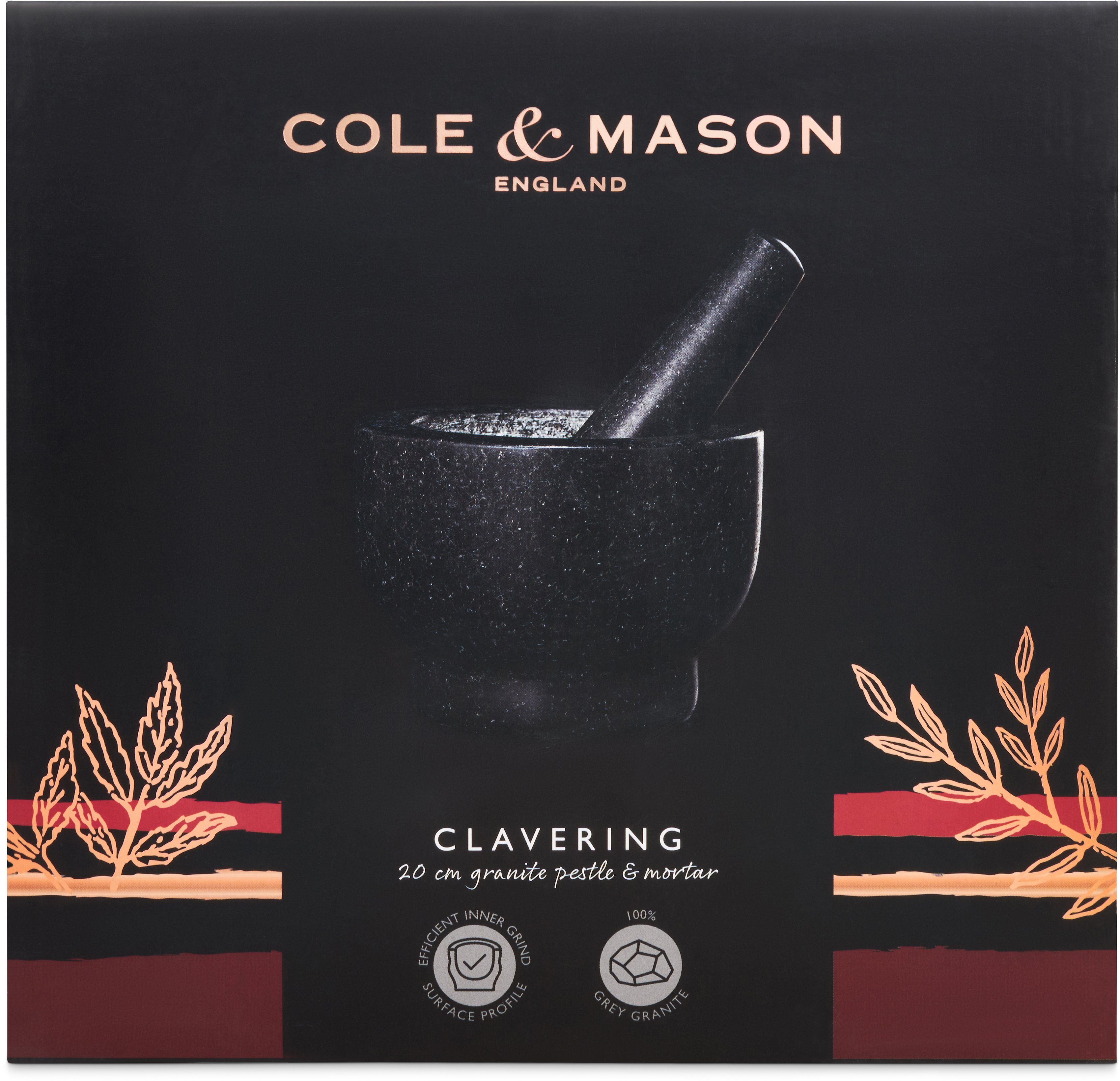 Mörser Stößel Cole mit Clavering, Mason & aus Granit,