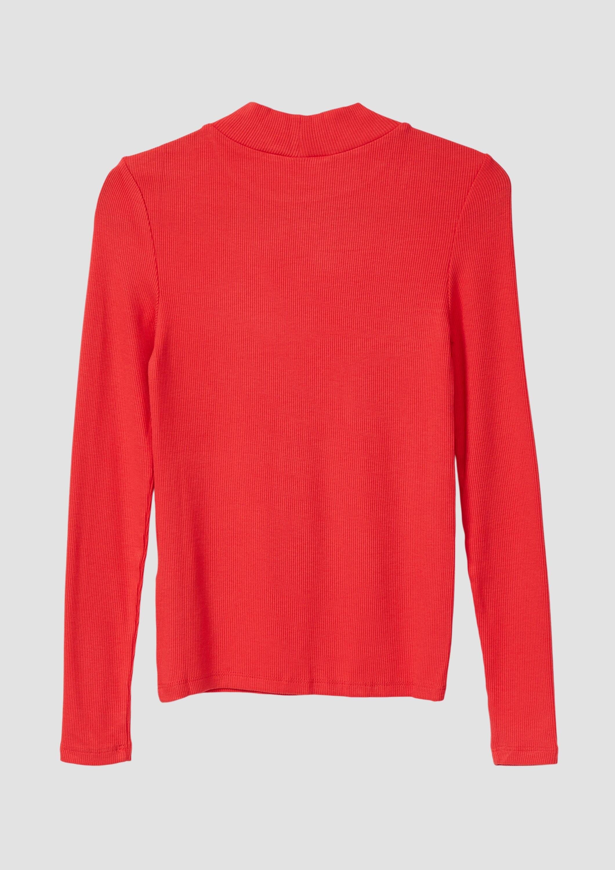 s.Oliver Langarmshirt T-Shirt Longsleeve aus Rippware mit Stehkragen