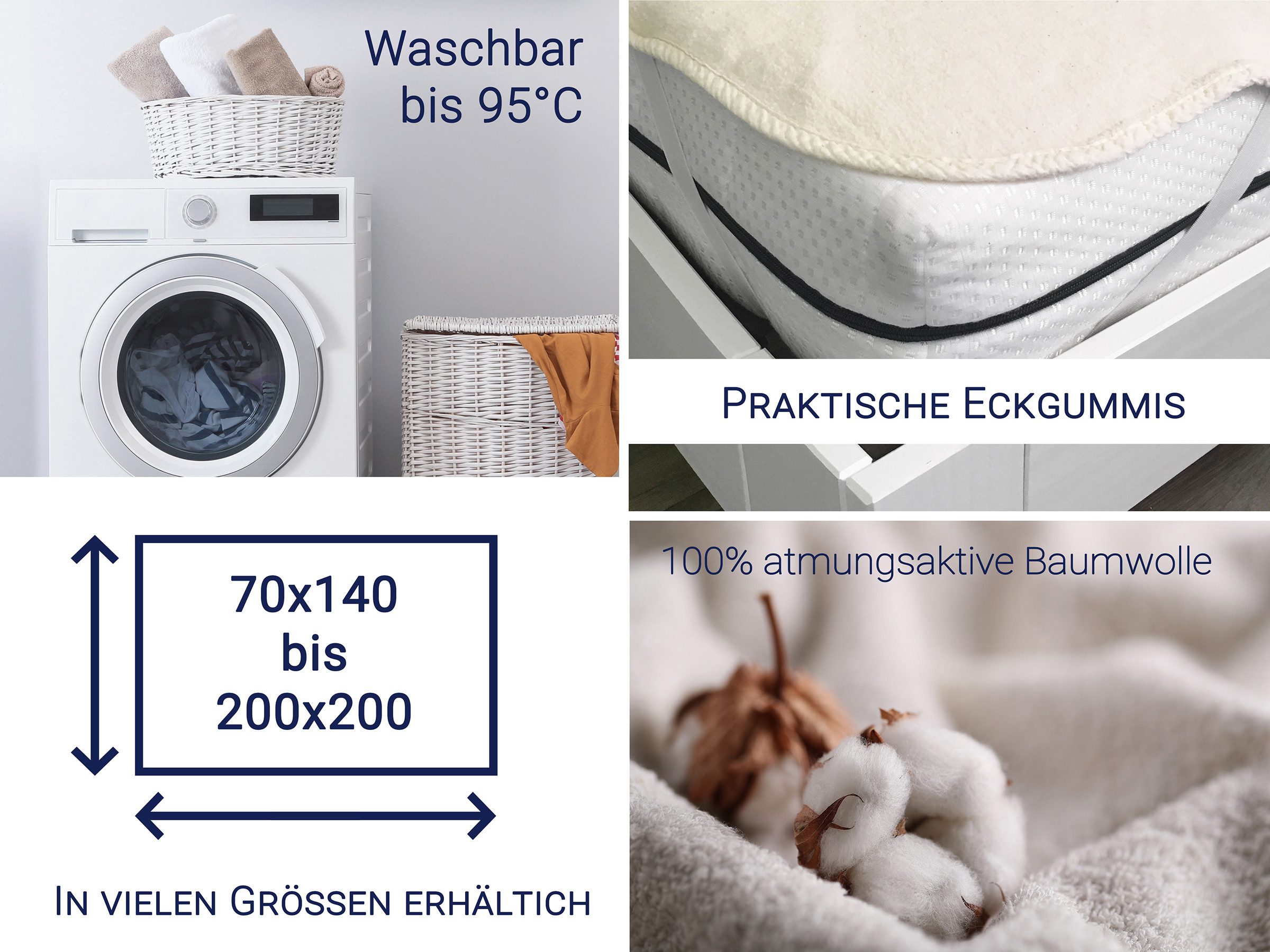 Matratzenauflage ZOLLNER, Eckgummis, 70 x 140 günstig online kaufen