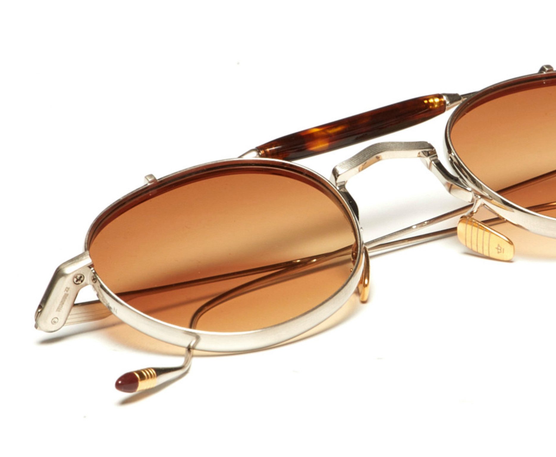 Jacques Marie Mage Sonnenbrille DASAN Sonnenbrille Titan RHEA Silber Rund Limited Japan Beta-Titan & Azetat in Schildpattoptik