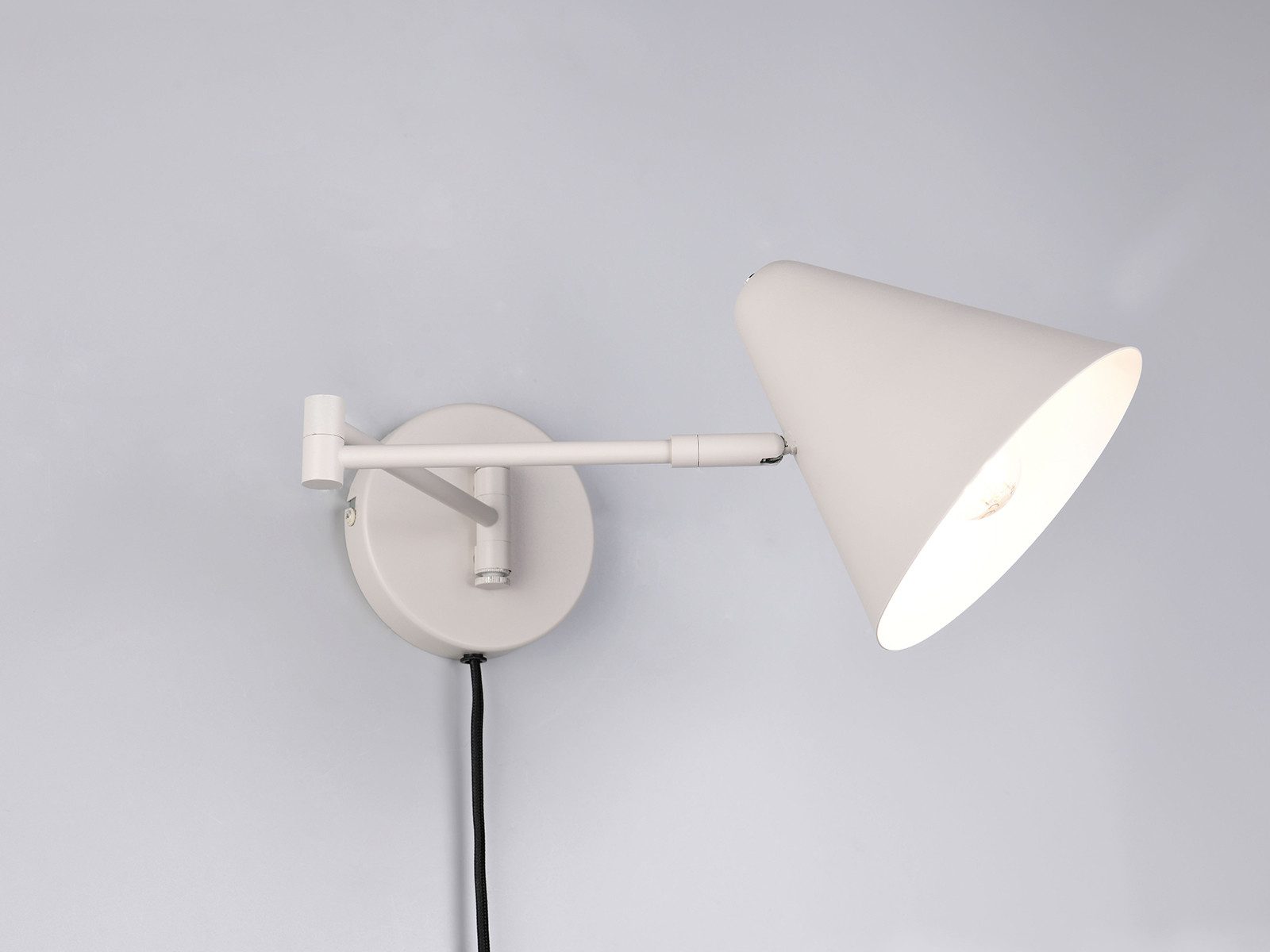TRIO Leuchten LED Wandleuchte mit Schalter, Stecker & Kabel, Höhe 16cm, dimmbar, LED wechselbar, Warmweiß, Schwenkarm Ausladung max. 54cm, Wandlampe, Leselampe inkl. E14 LED