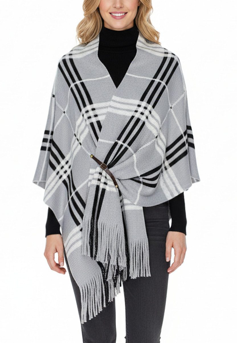 dy_mode Strickponcho Damen Strickponcho mit Fransen Poncho XXL Schal / Stol günstig online kaufen