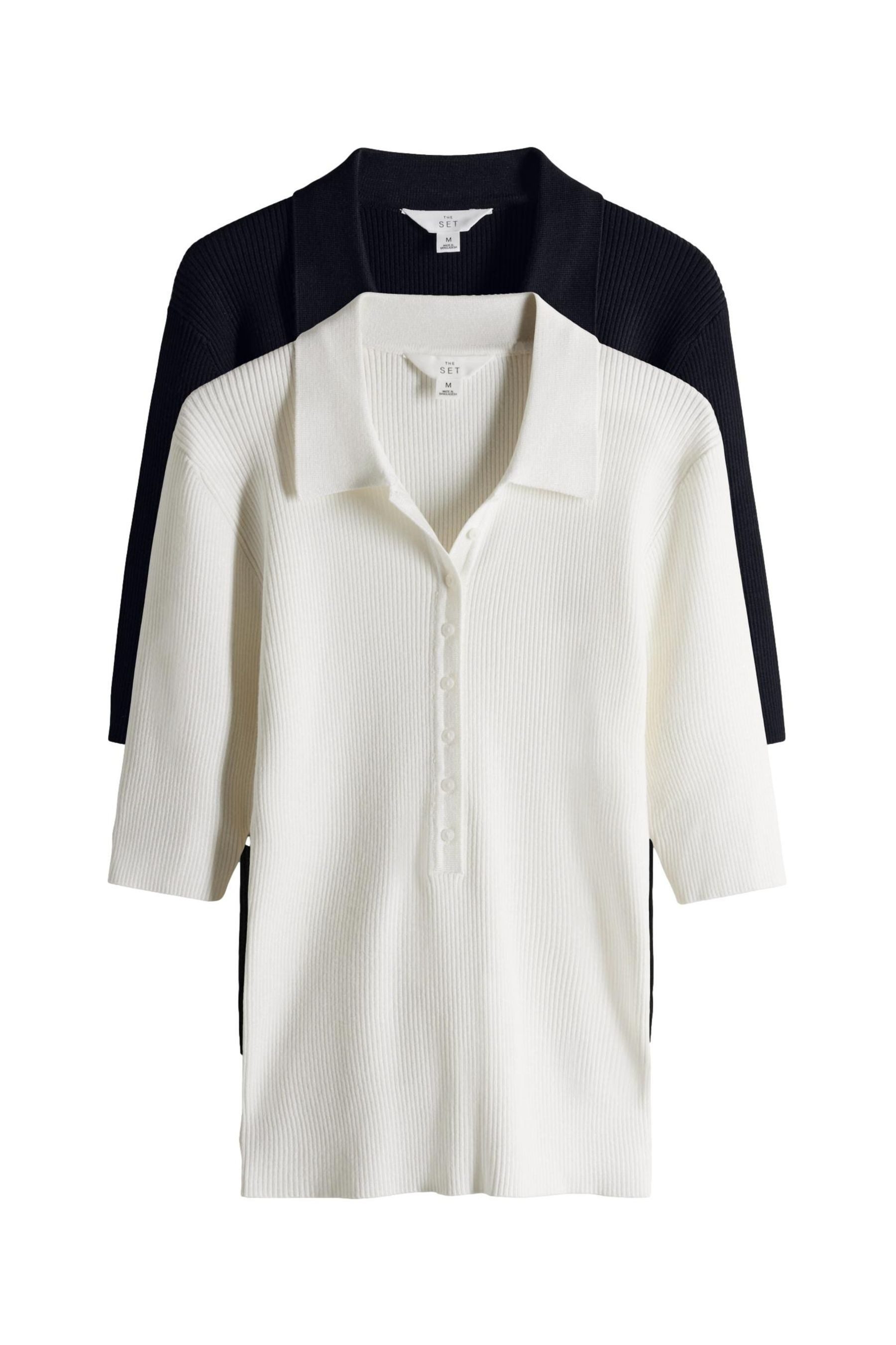 The Set Polokragenpullover The Set Gerippte Strick-Poloshirts, 2er-Pack (2-tlg)