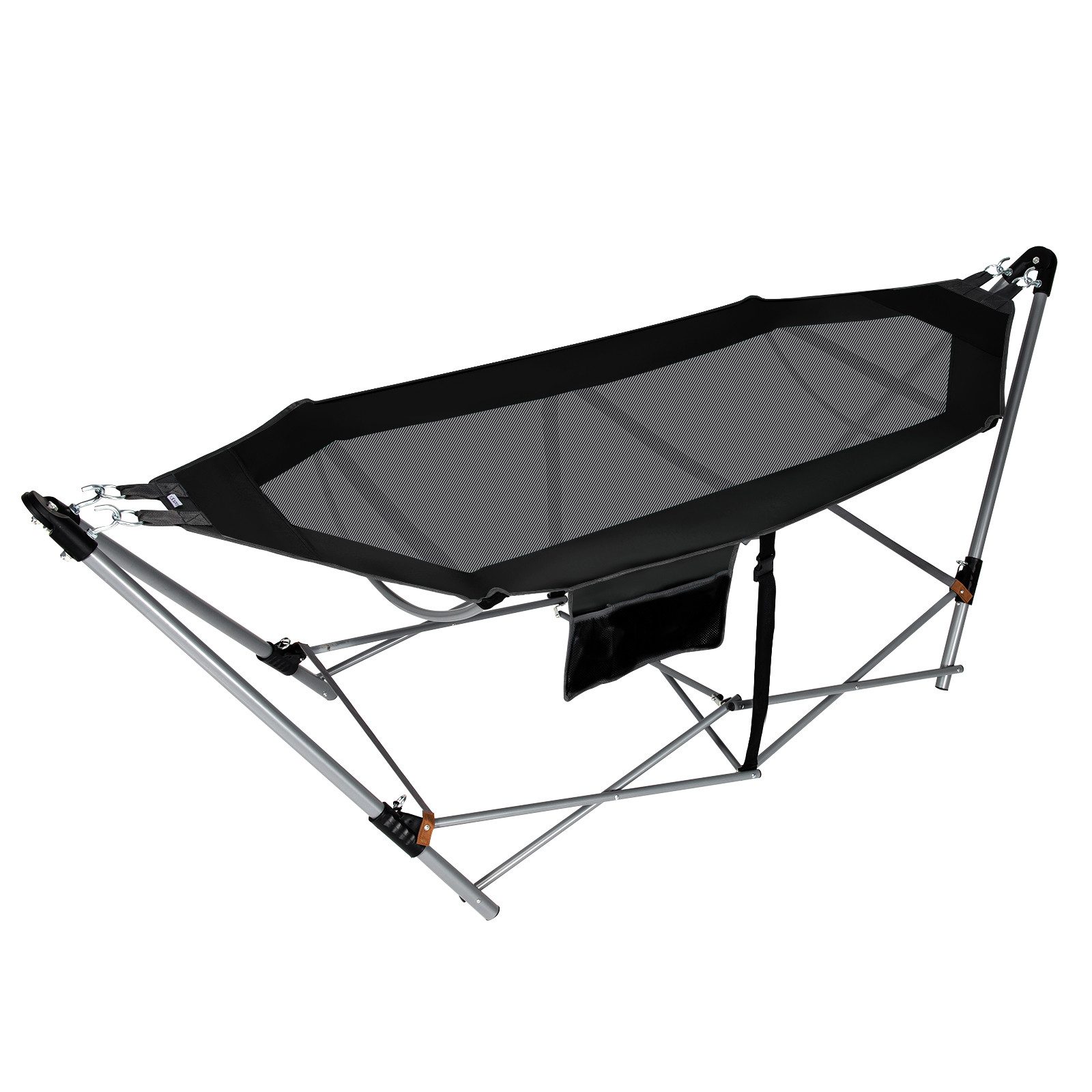 COSTWAY Hängematte mit Gestell, outdoor tragbar mit Seitentasche