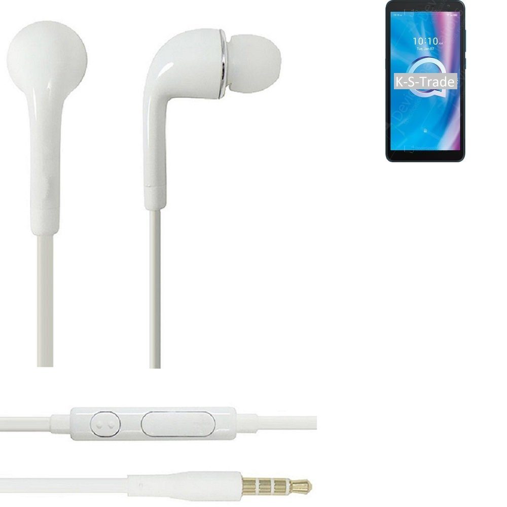u Headset 3,5mm) (2020) für mit In-Ear-Kopfhörer Mikrofon (Kopfhörer K-S-Trade 1B Alcatel Lautstärkeregler weiß