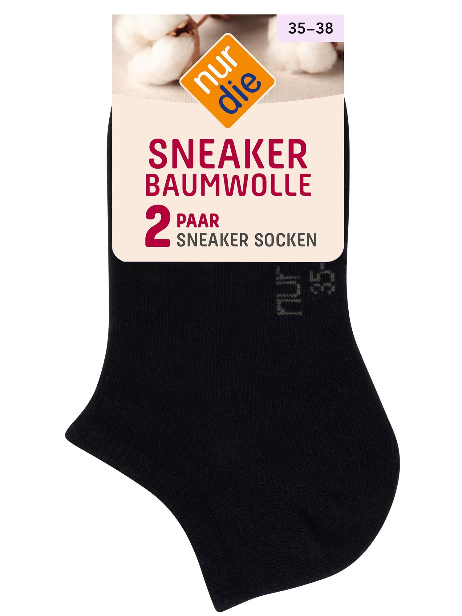 Nur Die Sneakersocken 2er-Pack Baumwolle (2-Paar) schwarz
