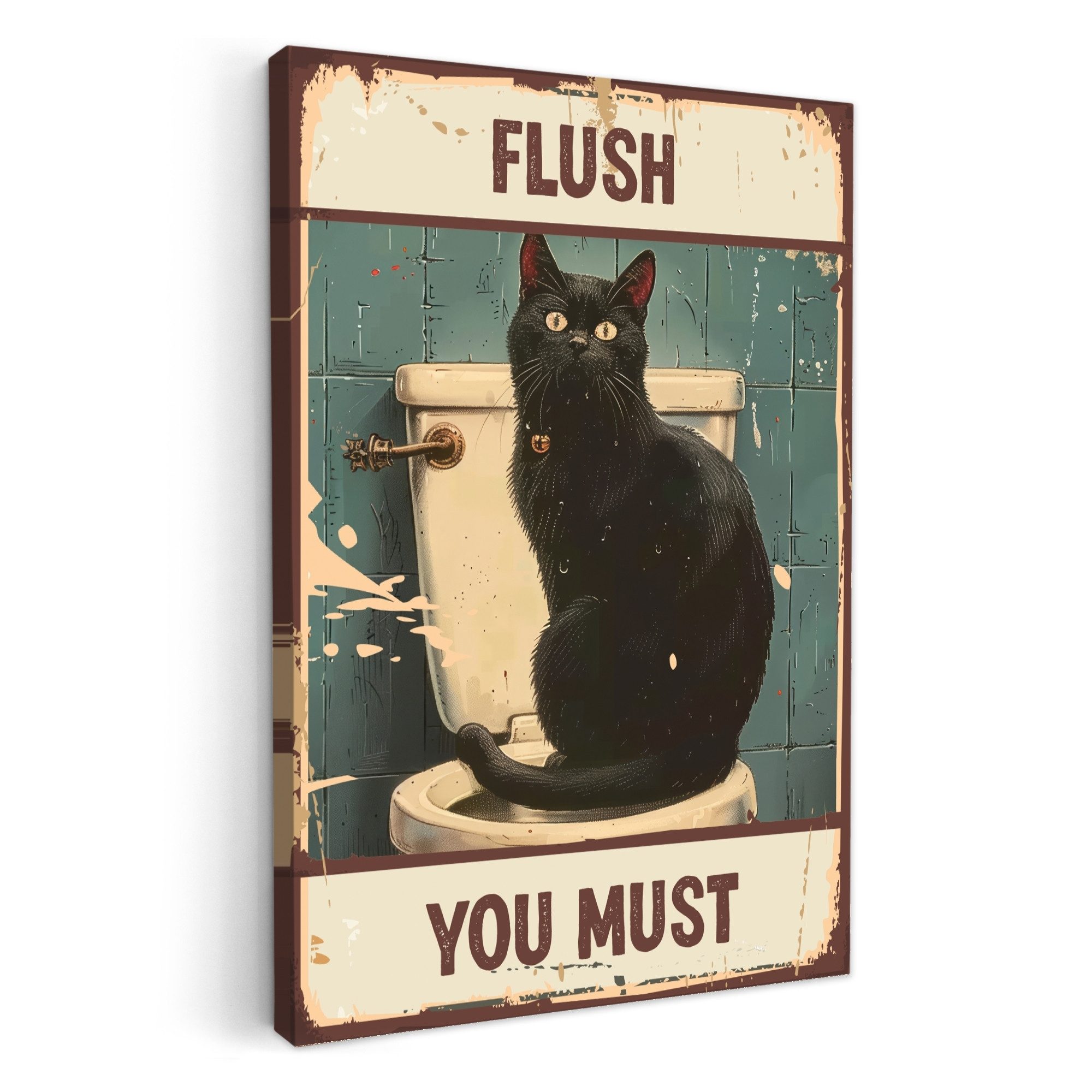 OneMillionCanvasses® Leinwandbild Katze - Vintage - Schwarz - Zitat - Flush günstig online kaufen
