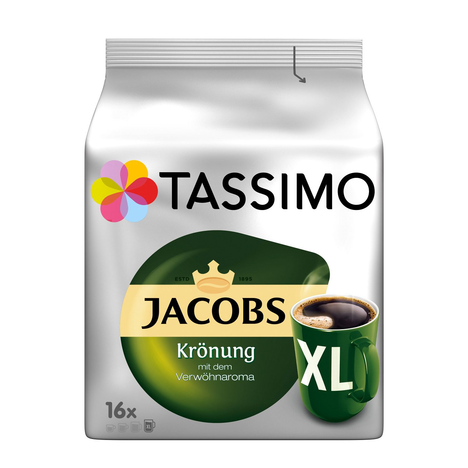 TASSIMO Kaffee Kapseln Jacobs Krönung XL T Discs 5 x 16 = 80 Kaffeekapseln, 720 g, (Packung, 5er Pack)