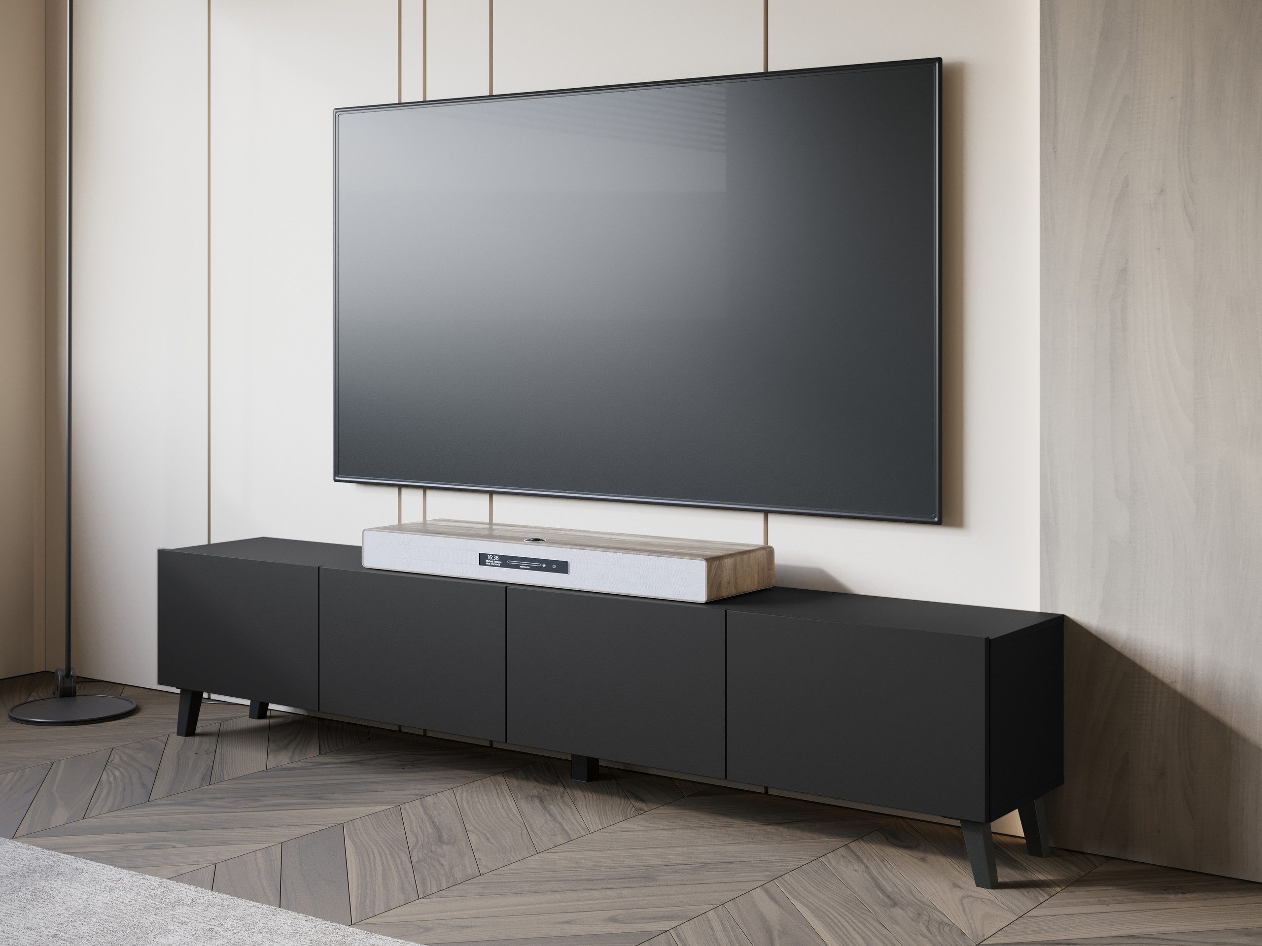 MIRJAN24 TV-Schrank Phuket 190 (mit vier Kleppen) Gedämpftem Schließsystem, 190x32x40 cm