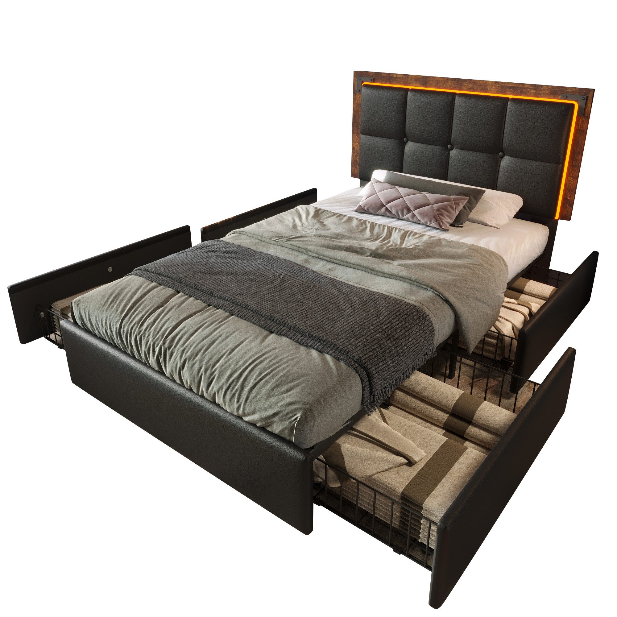 Flieks Polsterbett, LED Einzelbett 90x200cm mit günstig online kaufen