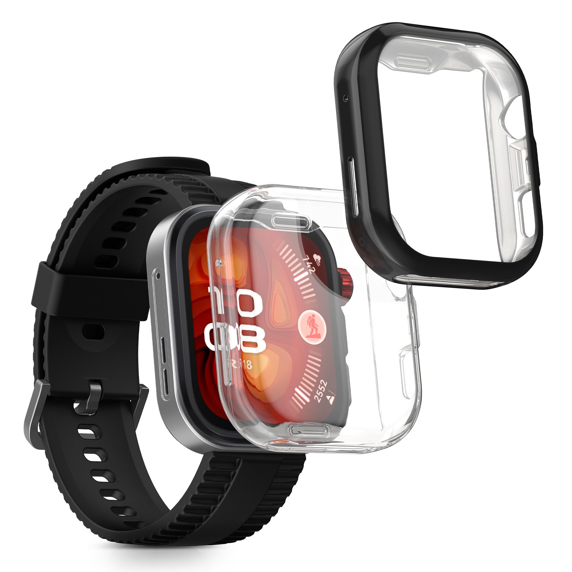 kwmobile Smartwatch-Hülle 2x Silikon Hülle für Huawei Watch Fit 4 Pro, Schutzhülle Fullbody Display Cover Set aus Silikon