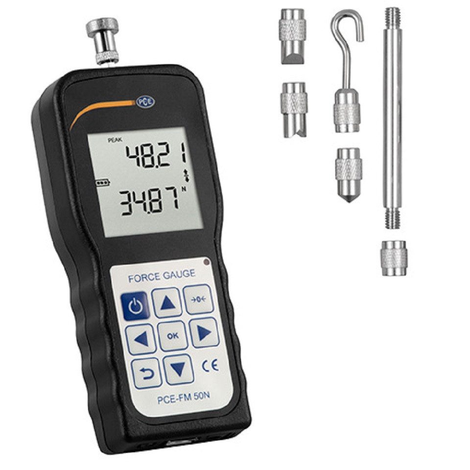 PCE Instruments Spannungsprüfer Kraftmessgerät PCE-FM 50N, Messgerät für Zugkraft / Druckkraft