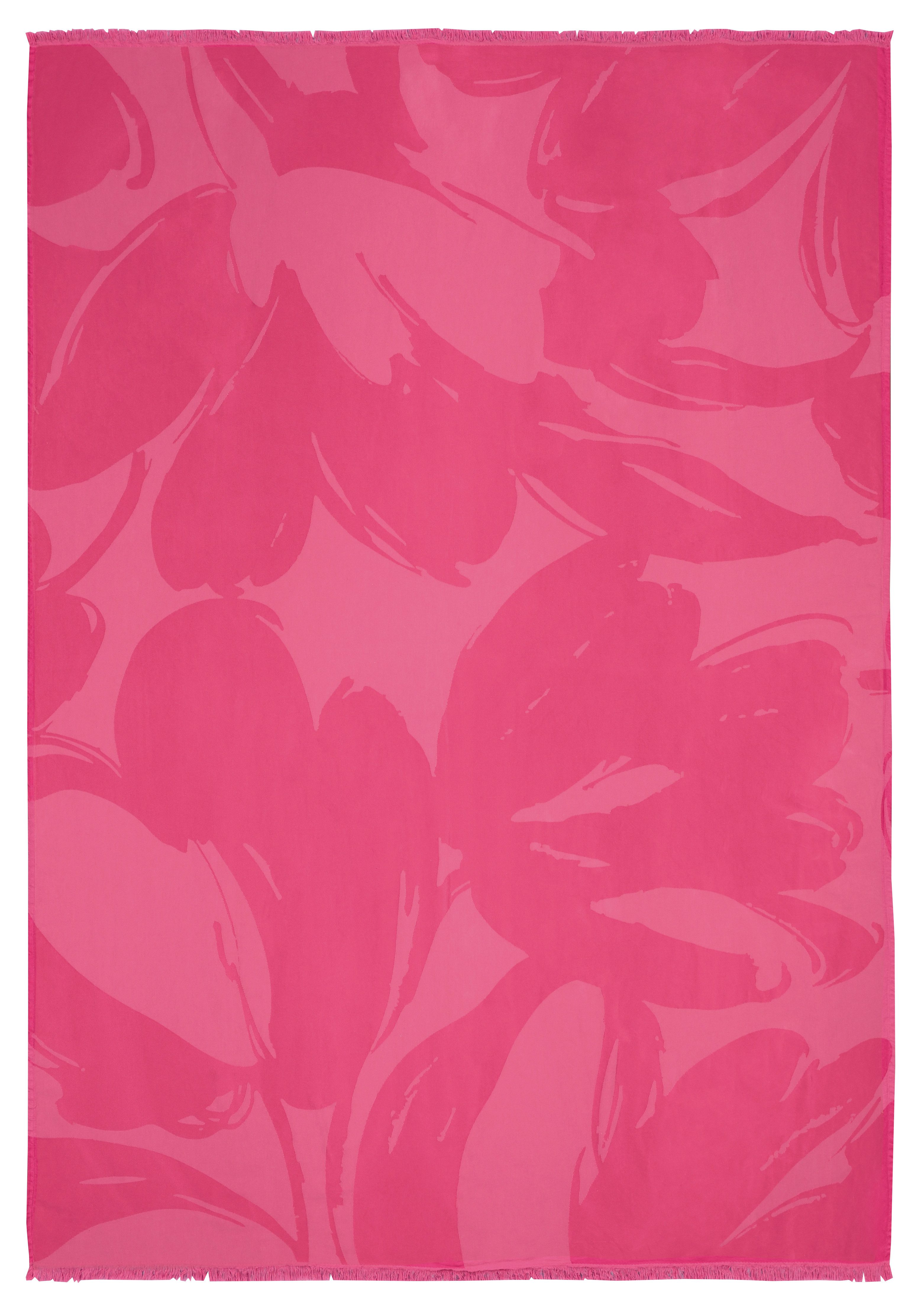 Plaid Plaid Florascence, Biederlack, sommerliches Plaid mit Fransen