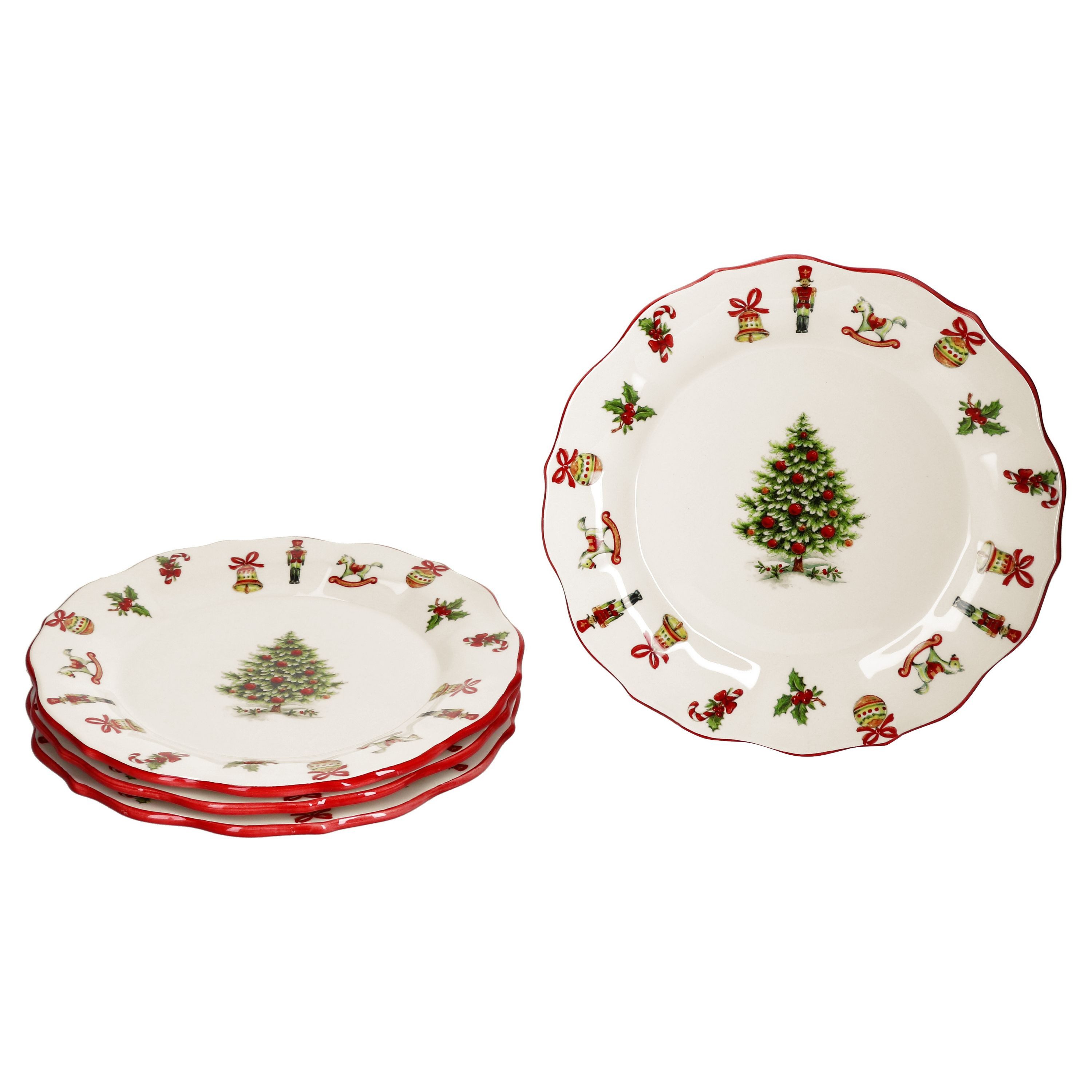 MamboCat Frühstücksteller 4x Maestro Natale Kuchenteller Keramik Dessert-Teller Weihnachten