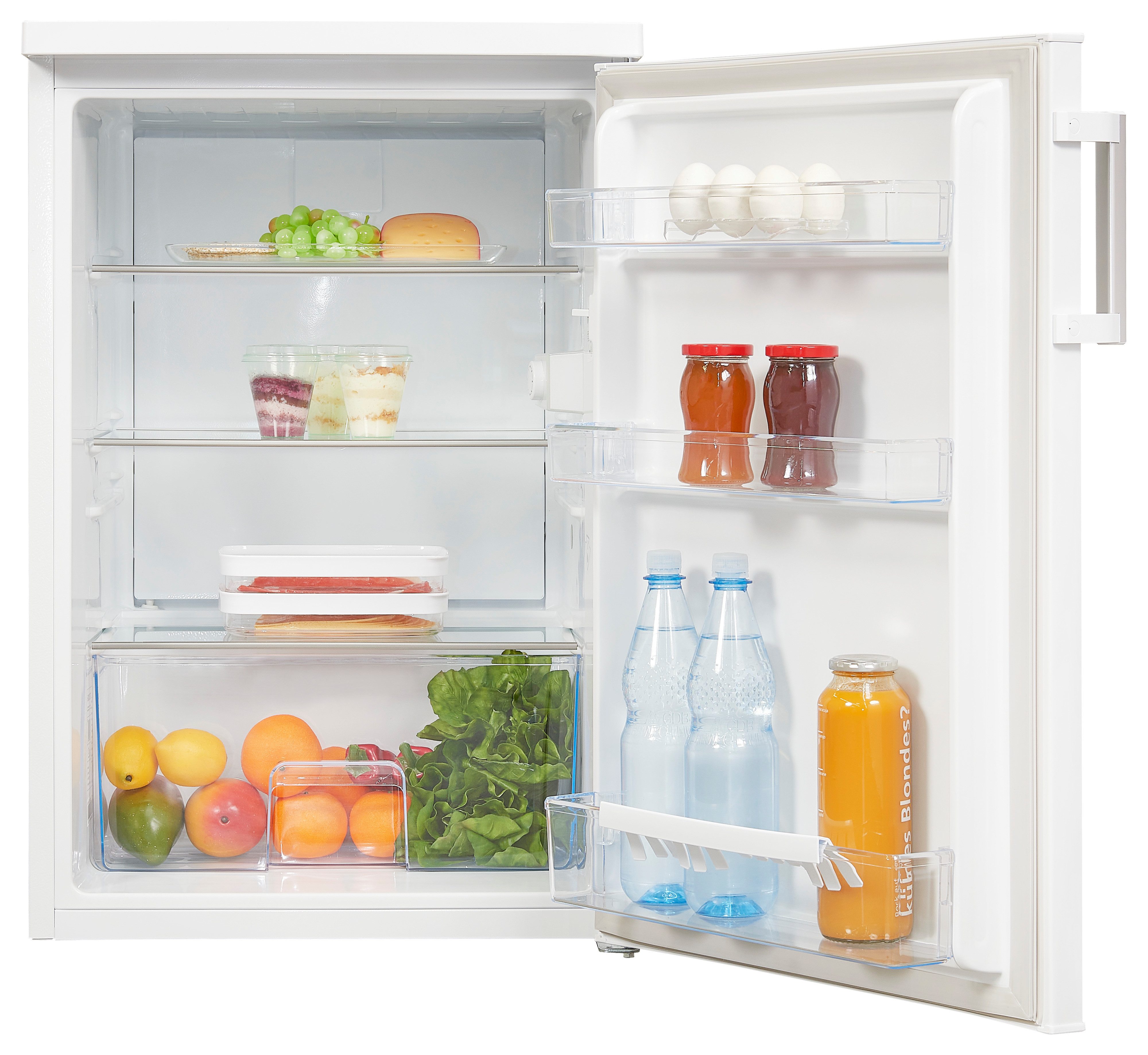 exquisit Kühlschrank KS16-V-H-010D weiss, 85,5 cm hoch, 56 cm breit, Platzsparend & praktisch: 133 L Kühlschrank mit LED-Beleuchtung