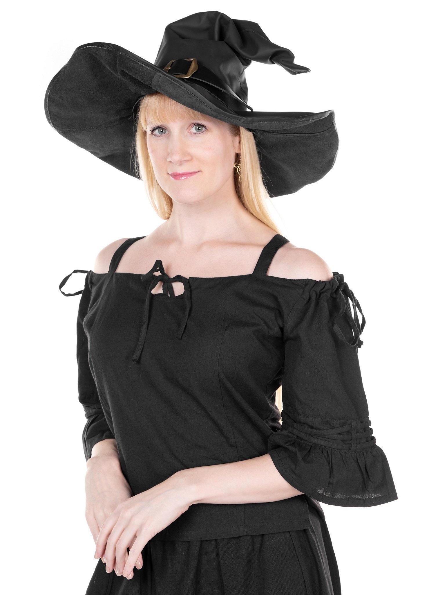 Metamorph Hexen-Kostüm Schulterfreie Halbarm-Bluse schwarz, Hochwertige und authentische Mittelalterkleidung zu unschlagbar günst