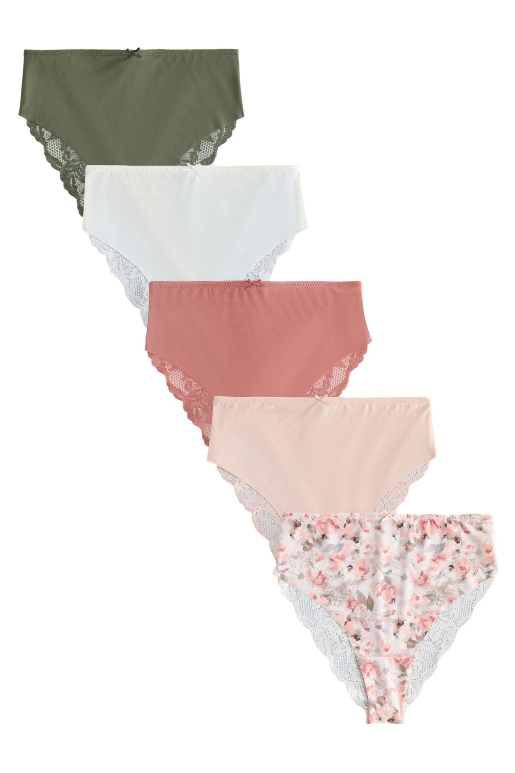 Slip Nahtlose Slips mit Spitzeim 5er-Pack, hohes Bein