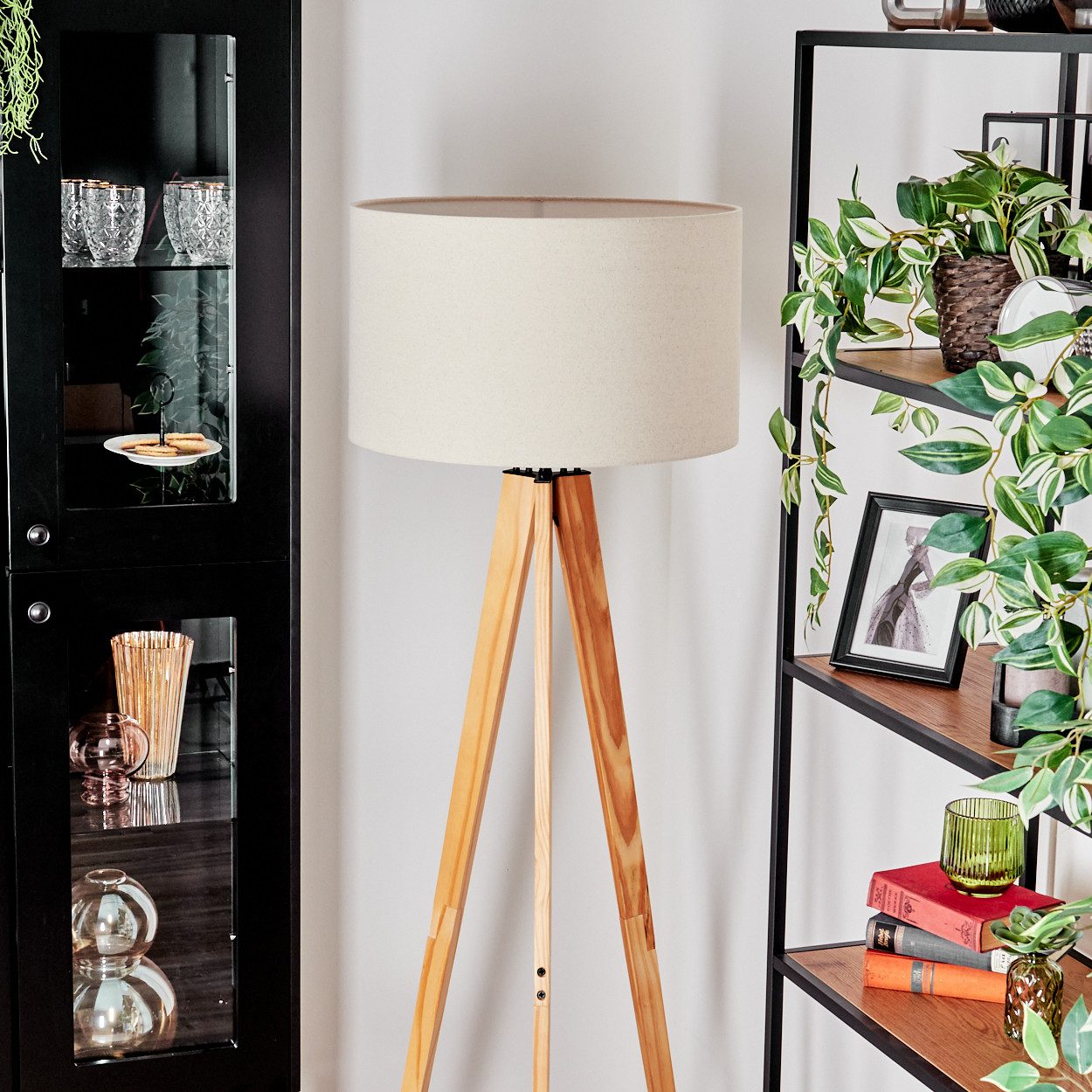 hofstein Stehlampe Stehlampe aus Metall/Holz im modernen Boho-Design, ohne günstig online kaufen