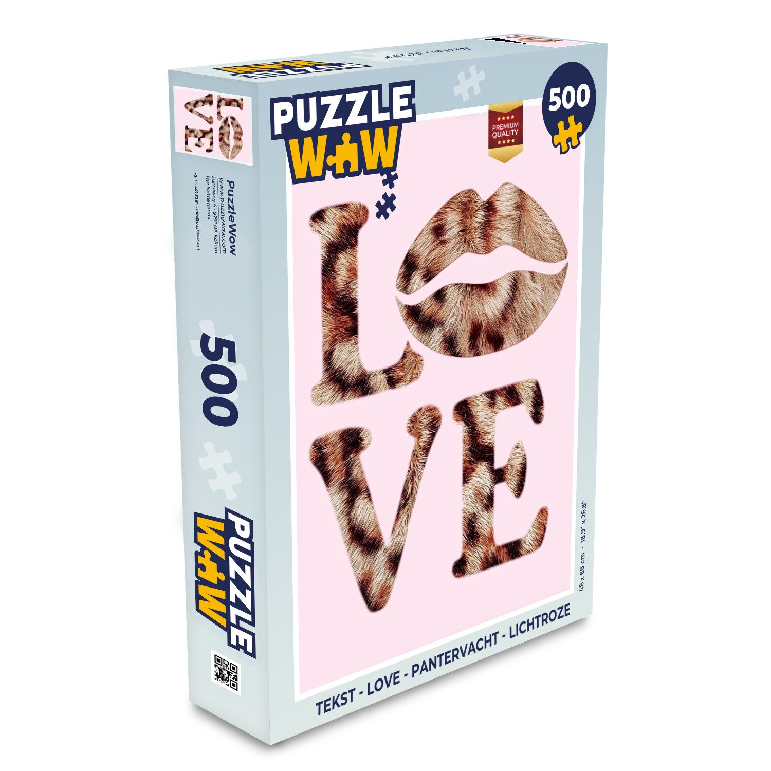 MuchoWow Puzzle Text - Liebe - Panthermantel - Hellrosa, 500 Puzzleteile, Foto-Puzzle, Bilderrätsel, Puzzlespiele, Spielzeug