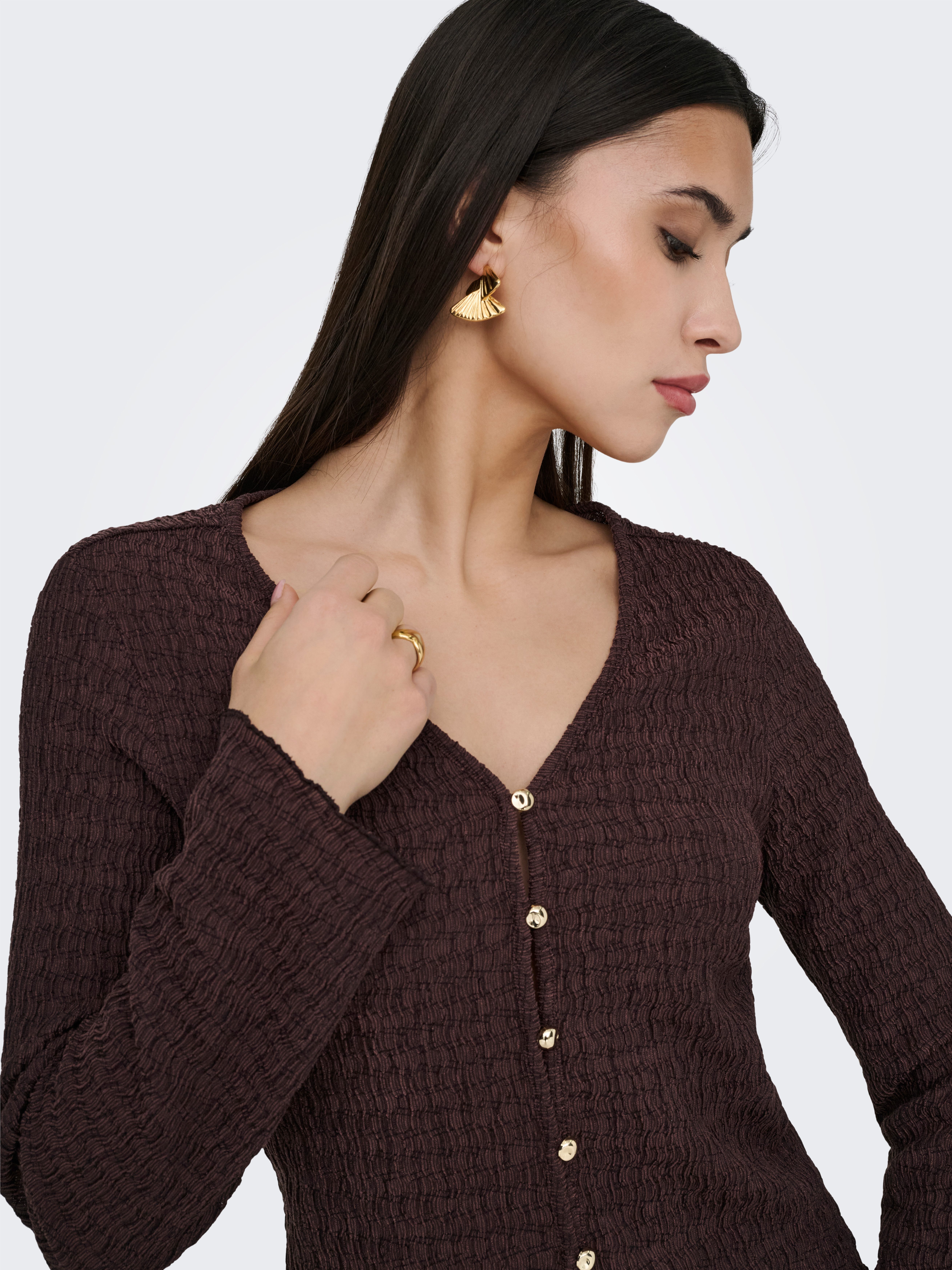 ONLY Strickjacke ONLILSE L/S CARIDGAN STRUC JRS Kunstfaser, V-Ausschnitt