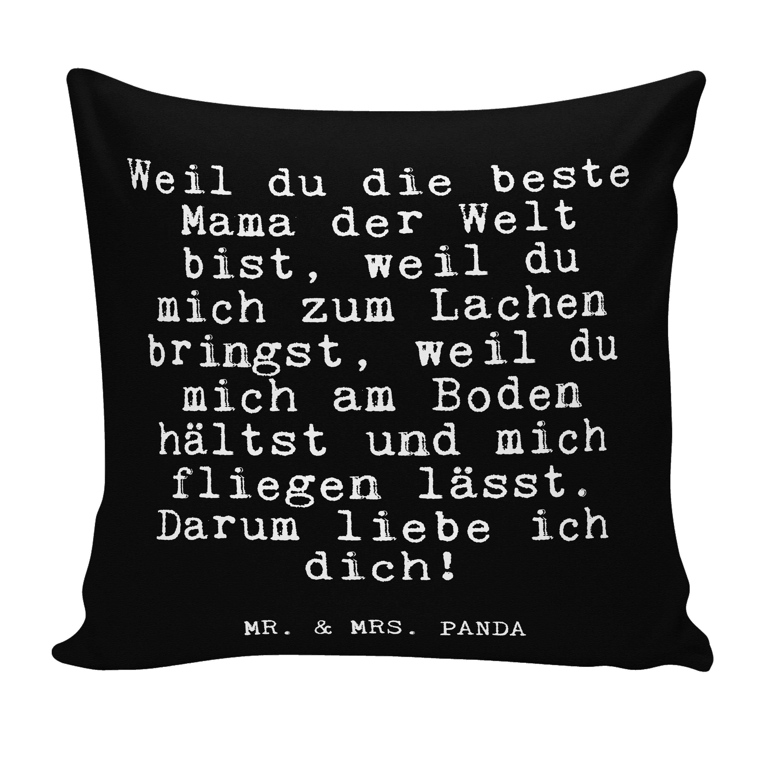 Mr. & Mrs. Panda Dekokissen Mama, Liebe, Geschenk, die S du - - Weil beste... Schwarz Kopfkissen