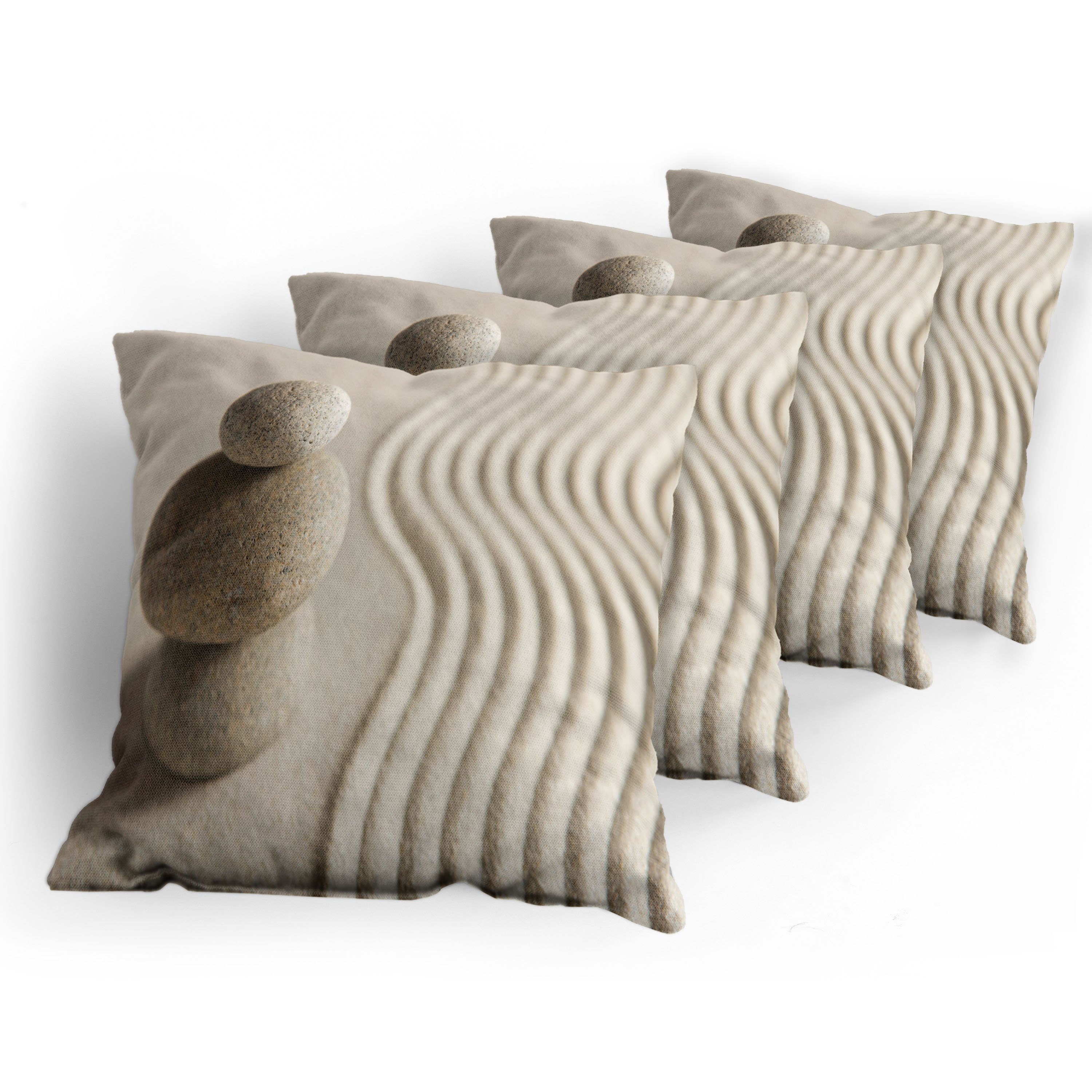 Accent Küsten Doppelseitiger Abakuhaus Stück), Ausgeglichene Wellenmuster (4 Modern Digitaldruck, Kissenbezüge Felsen