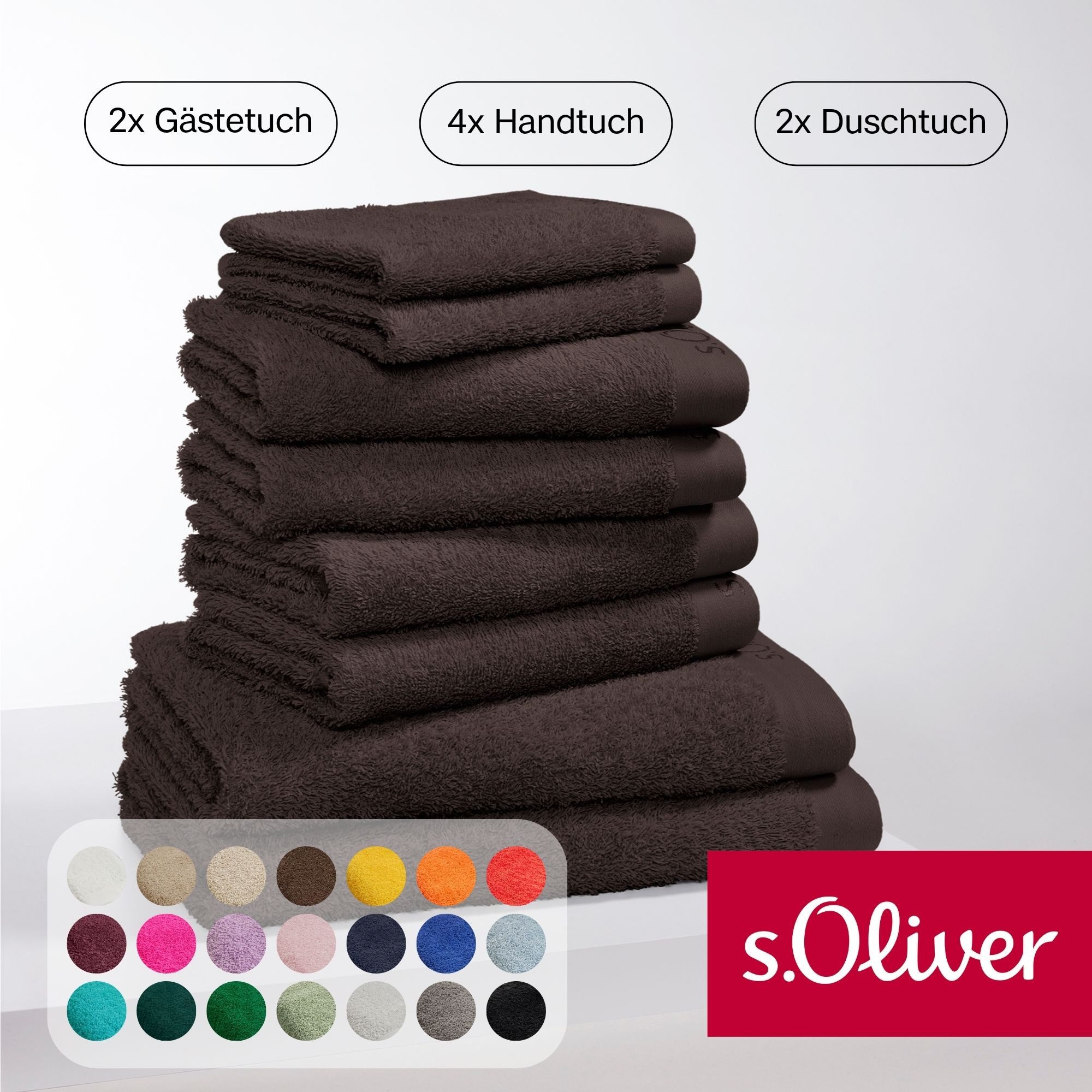 s.Oliver Handtuch Set s.Oliver, Premium Qualität, 600 gr/m², Walkfrottier (Set, 8-St), 2 Gästetücher 30x50, 4 Handtücher 50x100, 2 Duschtücher 70x140