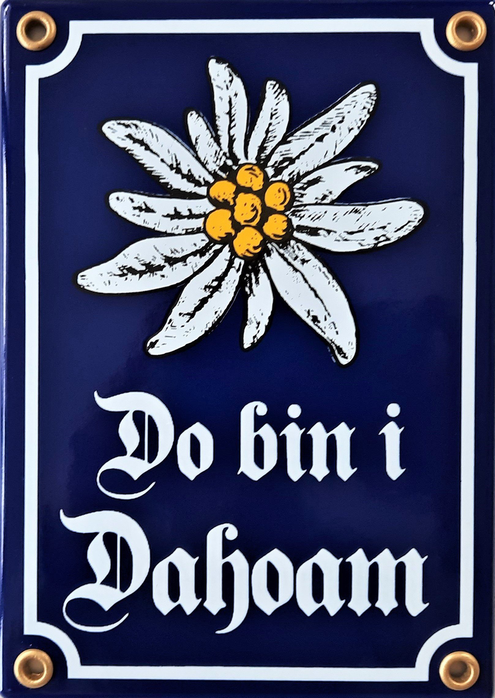Elina Email Schilder Hinweisschild "Do bin i dahoam blau", (Emaille/Email)