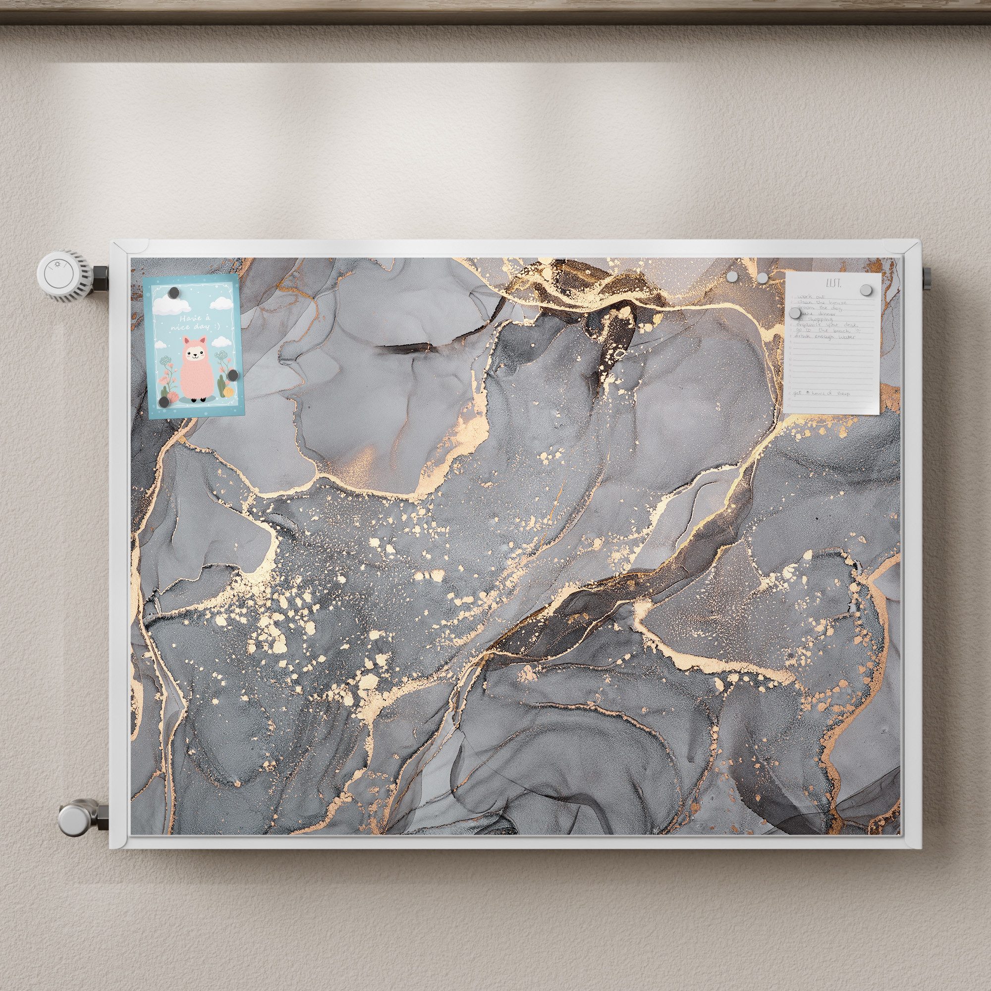 DEQORI Magnetfolie 'Elegantes Marmormuster', beschreibbar Heizung Magnetmatte magnetisch Magnetfolie