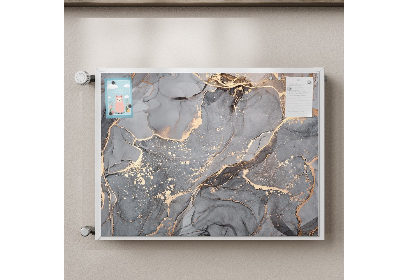 Thumbnail - DEQORI Magnetfolie 'Elegantes Marmormuster', beschreibbar Heizung Magnetmatte magnetisch Magnetfolie