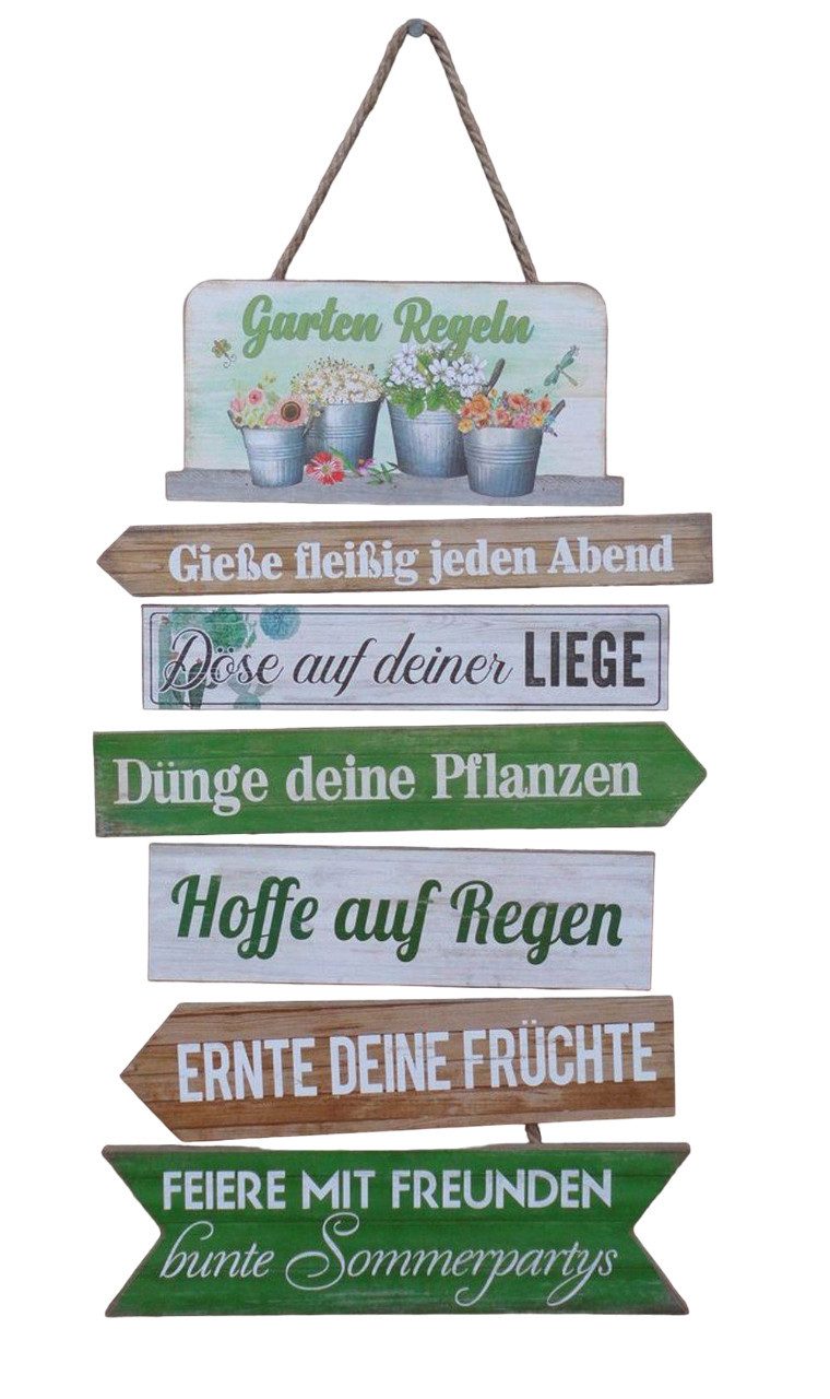 Deko-Impression Hängedekoration Dekoratives Schild Gartenregeln Holz günstig online kaufen