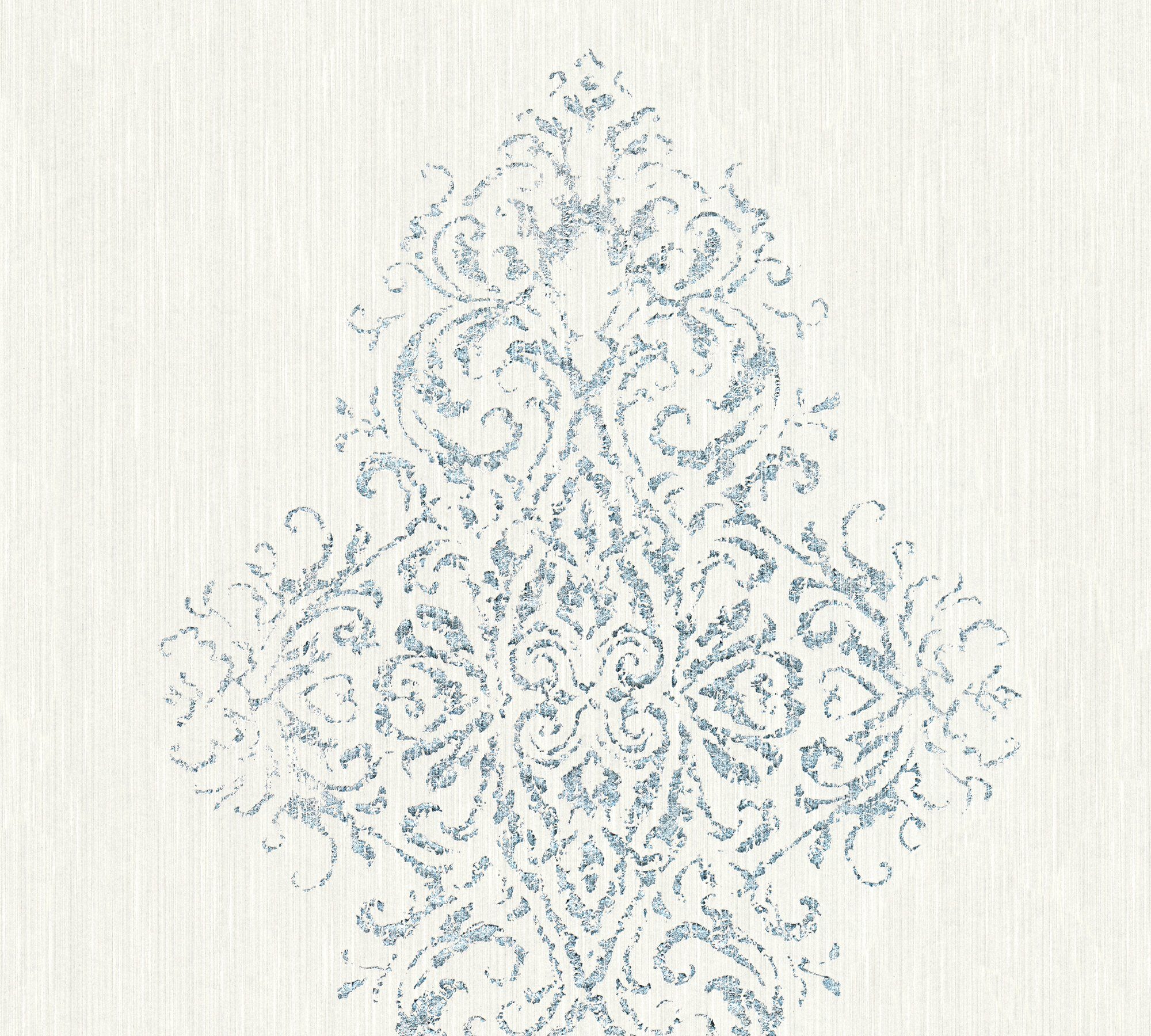 A.S. Création Architects Paper Textiltapete Luxury wallpaper, samtig, Barock, Textil Tapete Barock Metallic Effekt weiß/silberfarben/blau