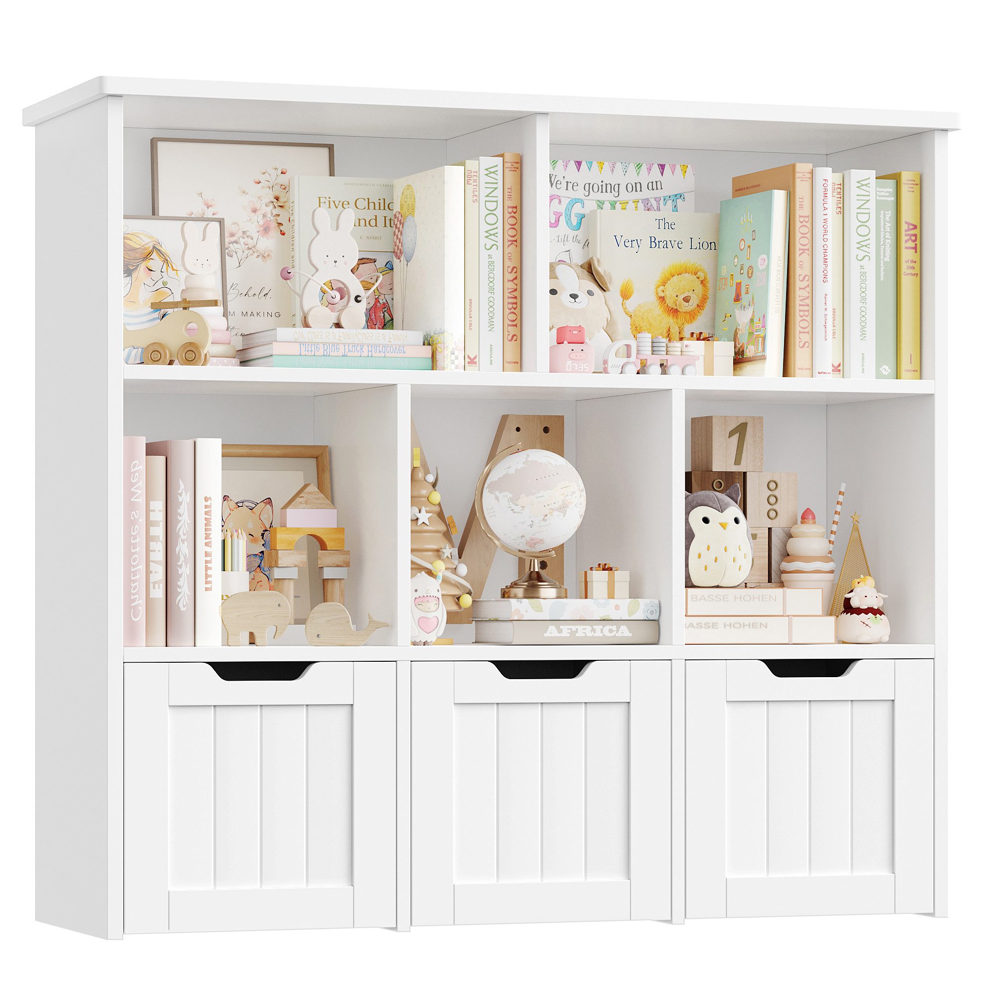Homfa Kinderregal mit 3 Spielzeugkisten auf Rollen, Spielzeugregal mit 5 of günstig online kaufen