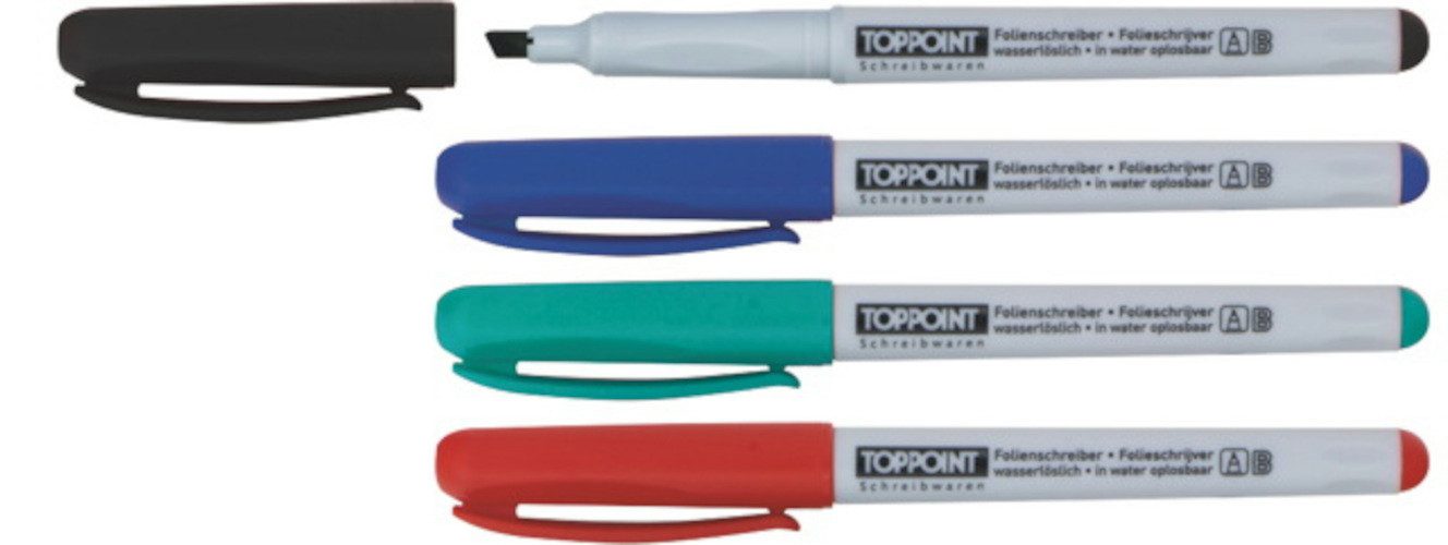 Stylex Schreibwaren Folienstift 4 Folienschreiber je 1x blau schwarz rot grün löslich