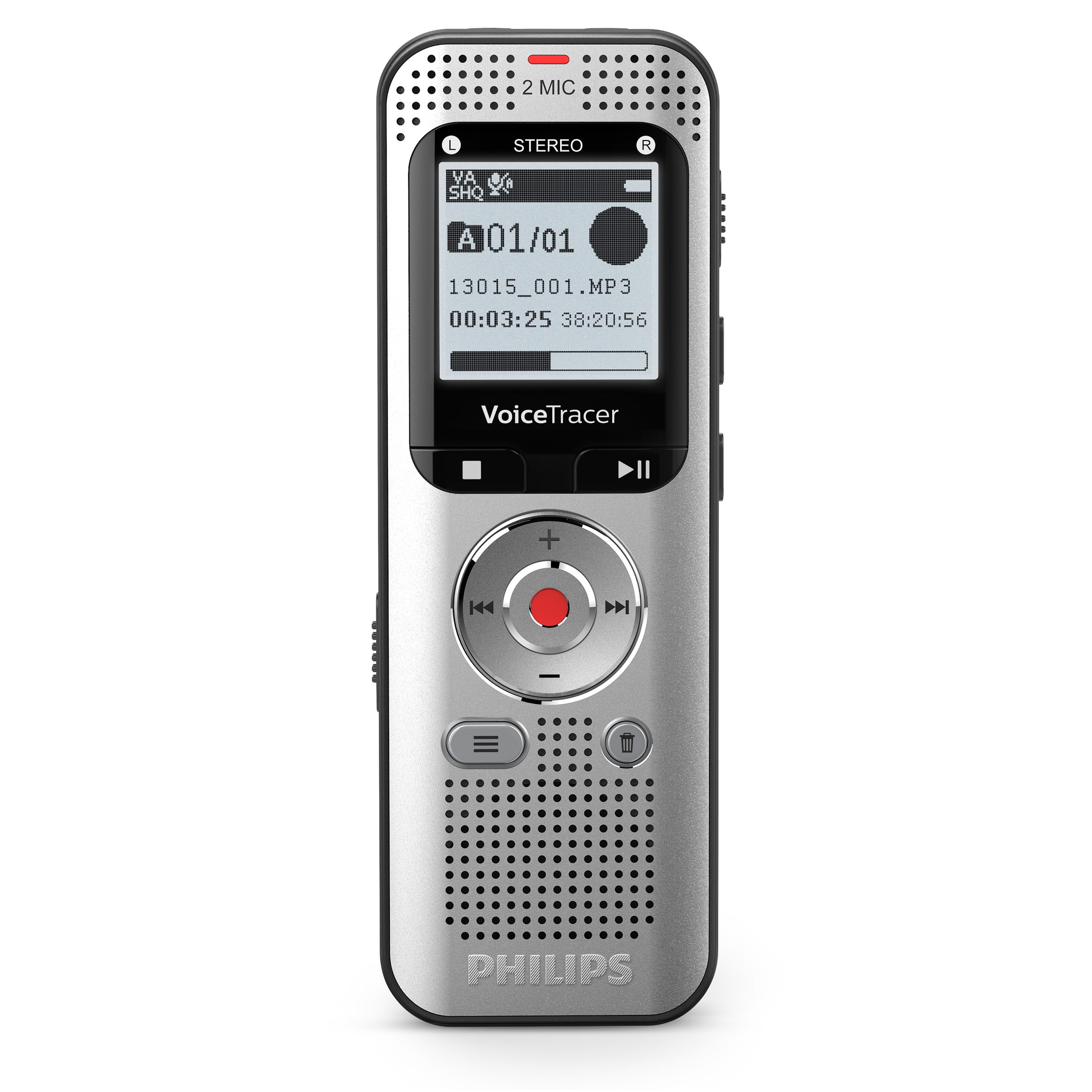 Philips DVT2015 Audio recorder Digitales Diktiergerät (Stereo MP3/PCM, 8GB, Inkl. Sembly Sprache-zu-Text-Cloud-Software)