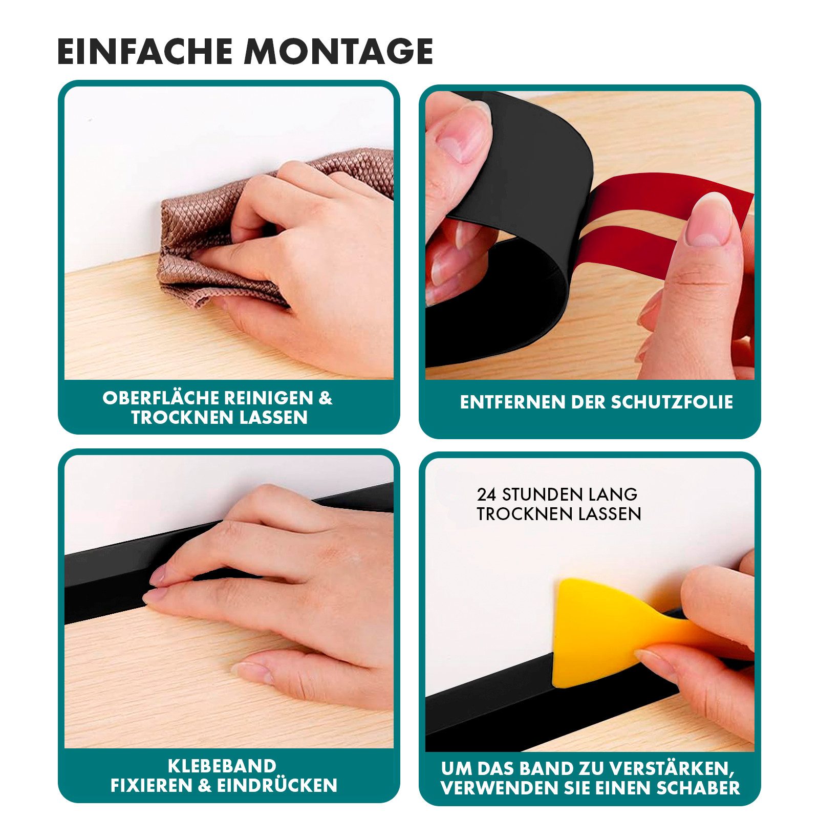 Karat Sockelleiste Riga, Selbstklebende Weichsockelleiste, L: 1500 cm, In drei Farben und Längen