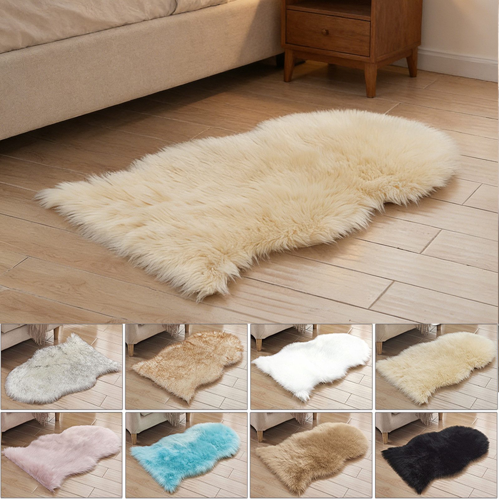 BTTO TEPP Hochflor-Teppich Fellteppich, Kunstfell, Weich, Hochflor Shaggy Teppiche, Florlänge 60mm, 40 X 60 cm-1 P