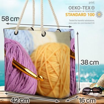 VOID Strandtasche (1-tlg), Häkelnadel Wolle Häkeln zubehör kunst ball knäuel farbe bunt handwerk