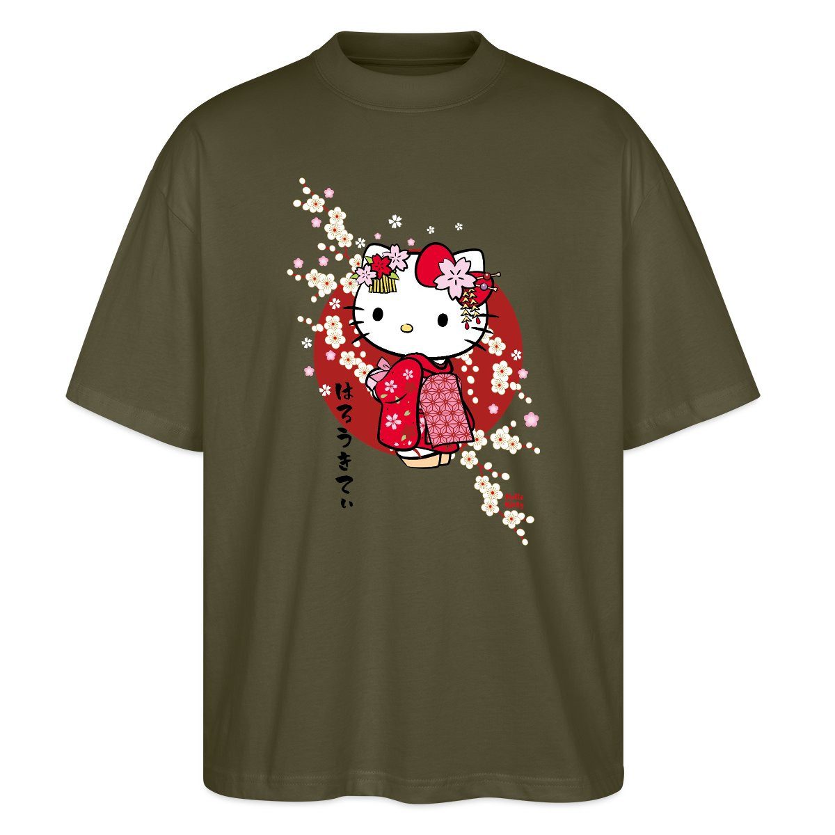 Spreadshirt T-Shirt Hello Kitty Japan Kimono Kirschblüten Oversize Unisex T-Shirt (1-tlg)