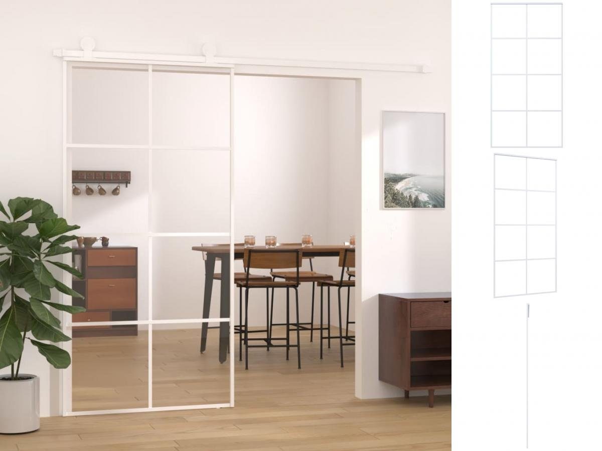 vidaXL Zimmertür Schiebetür ESG Glas und Aluminium 102,5x205 cm Weiß  Innentür Raum Zimm