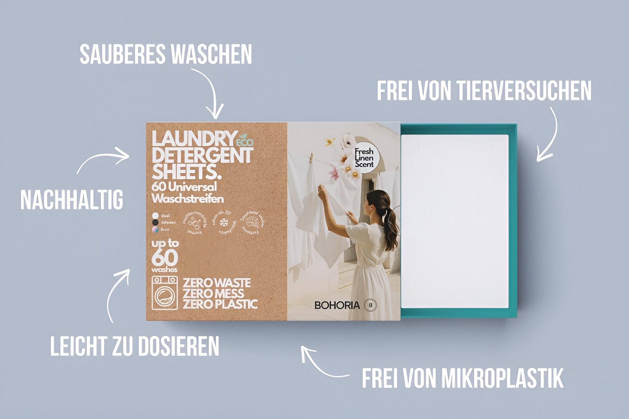 BOHORIA Waschmittel Blätter Fresh Linen Feinwaschmittel
