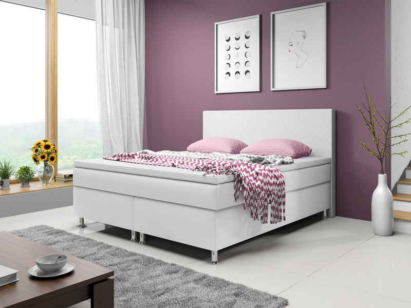 interbed Boxspringbett Madrid 180x200 cm inkl. Topper (Spar-Set, inkl.Topper, inkl.Matratzen, inkl. Kopfteil)