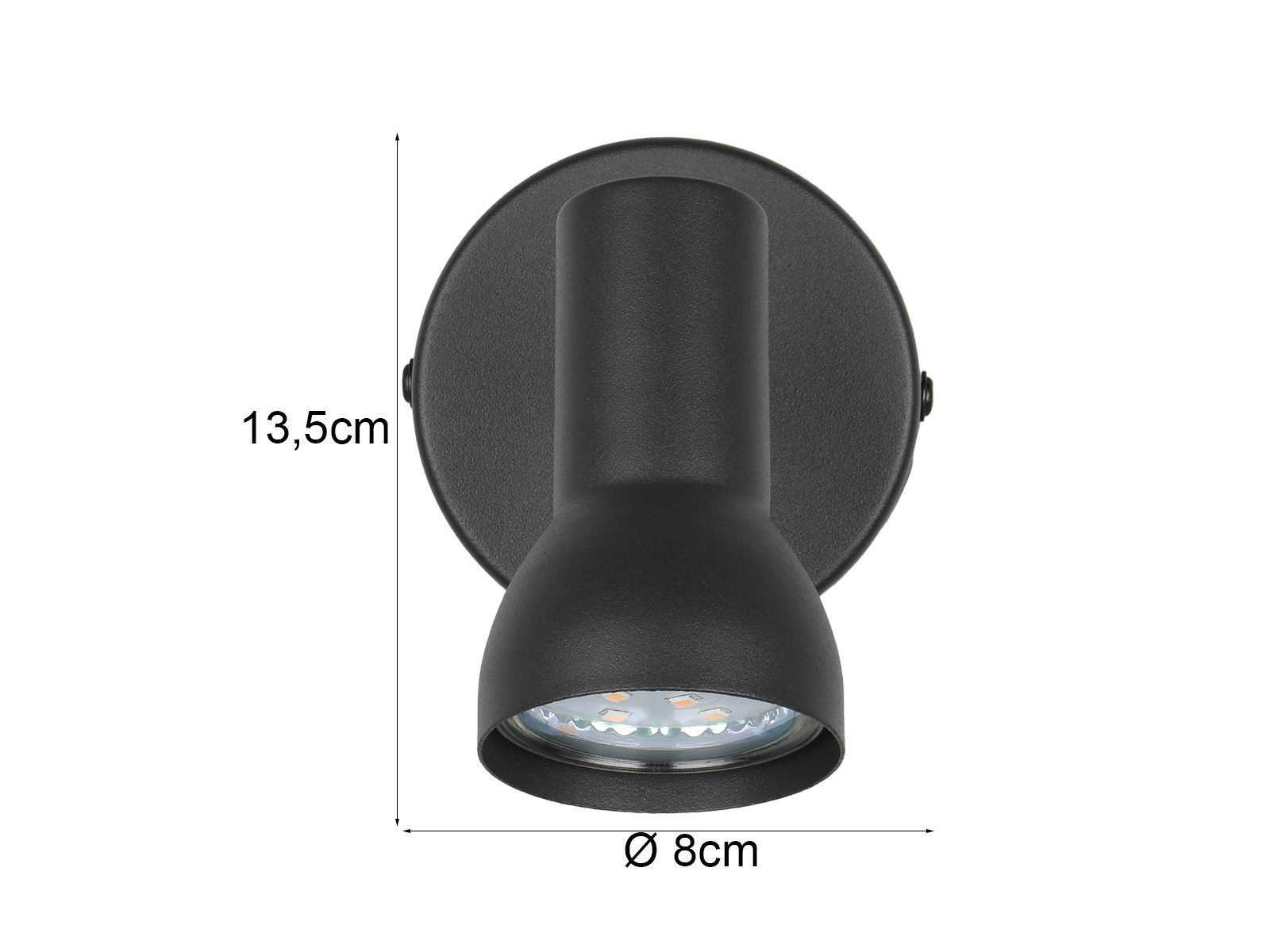Reality Leuchten Wandstrahler, ohne Leuchtmittel, Wandleuchte-n innen, moderne Lichtspots in Schwarz, Durchmesser 8cm