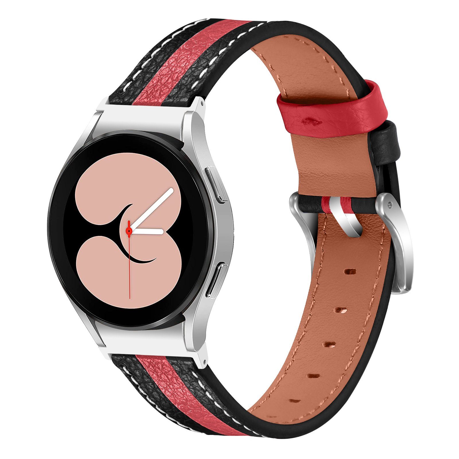 ELEKIN Smartwatch-Armband Armband Kompatible für Samsung Galaxy Watch 4 Classic 20mm Armband Schwarz und rot 20mm