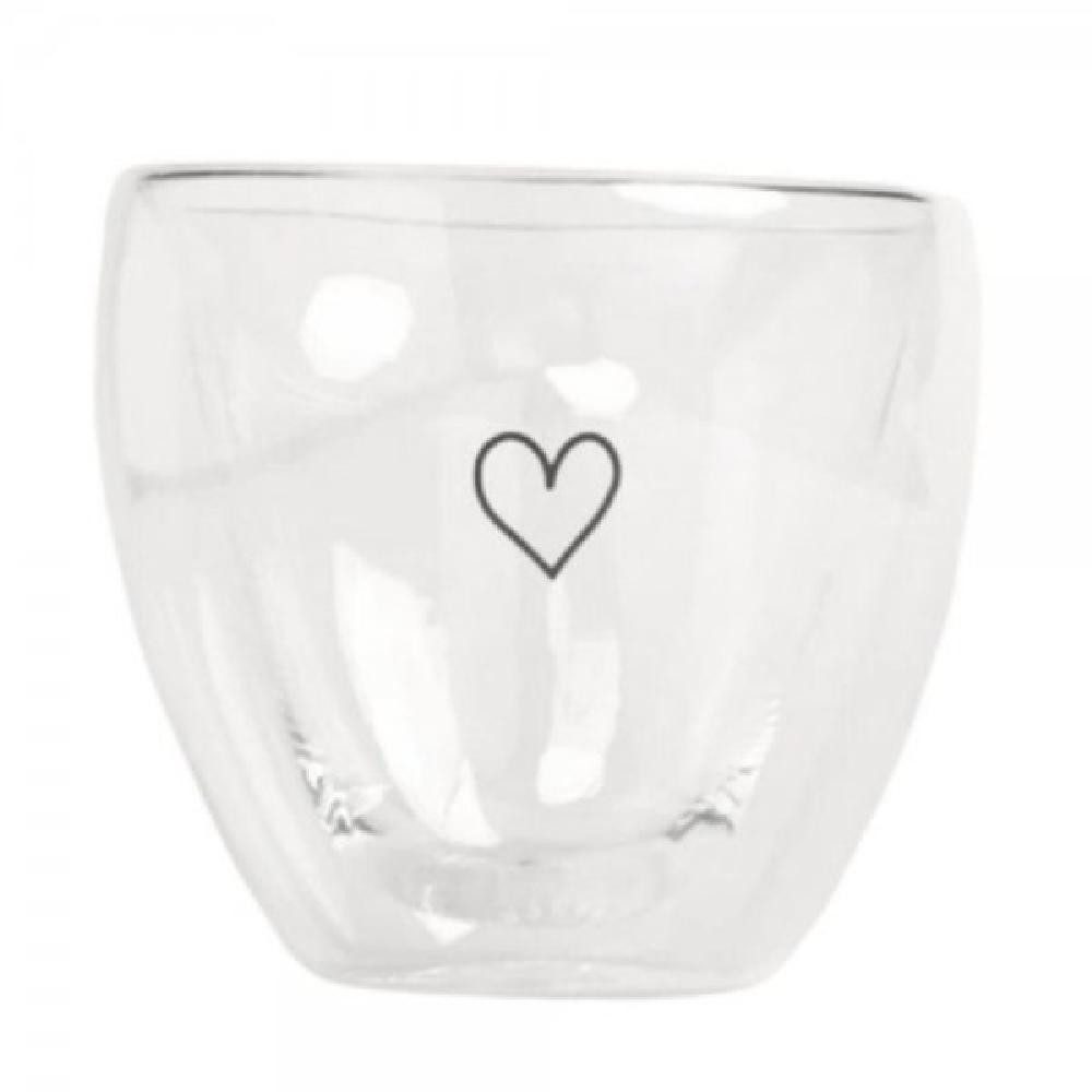Eulenschnitt Tasse Doppelwandiges Herzglas Herz (200ml)