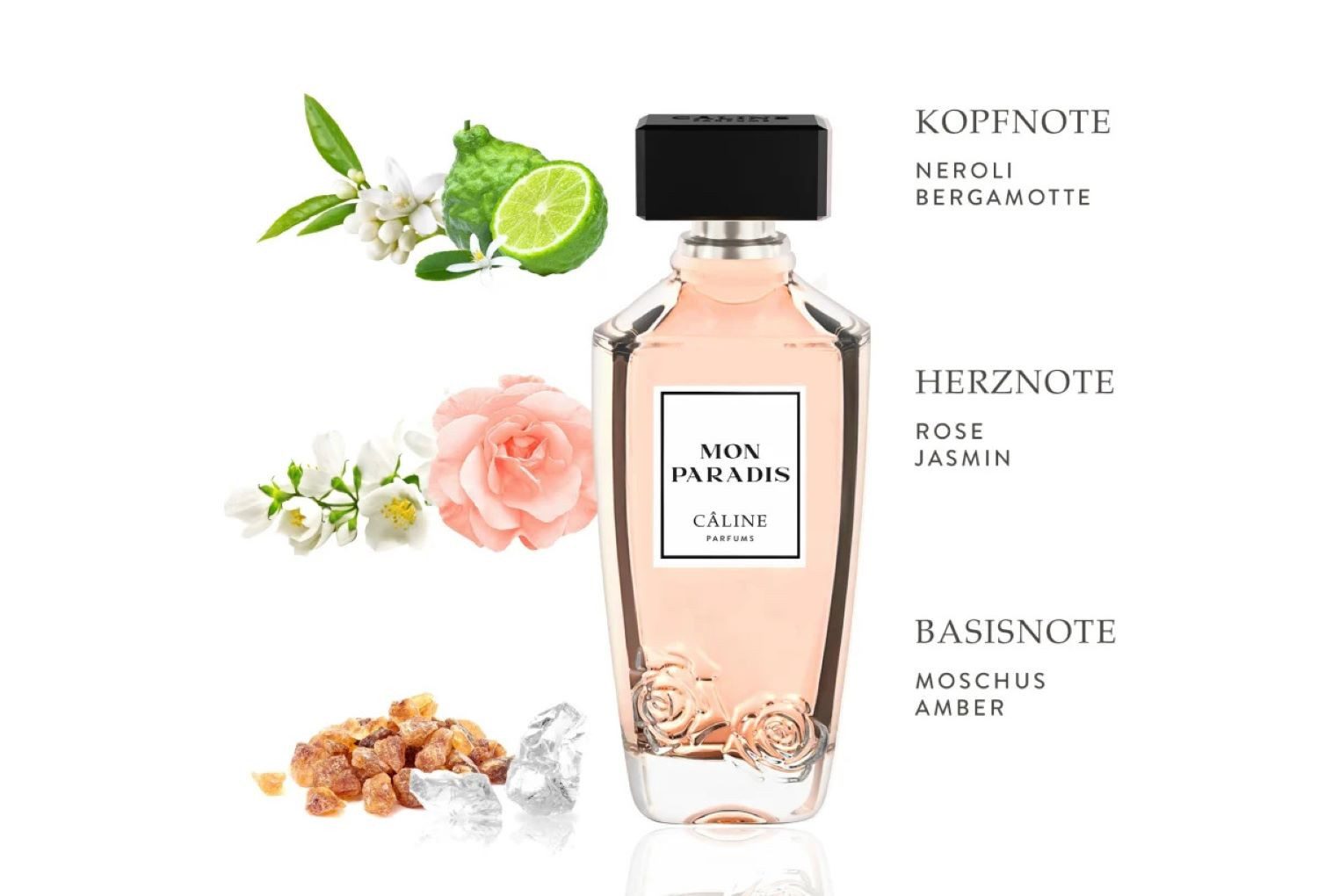 Caline Eau de Parfum Caline Mon Paradis Eau de Parfum, 60 ml, Glasflakon