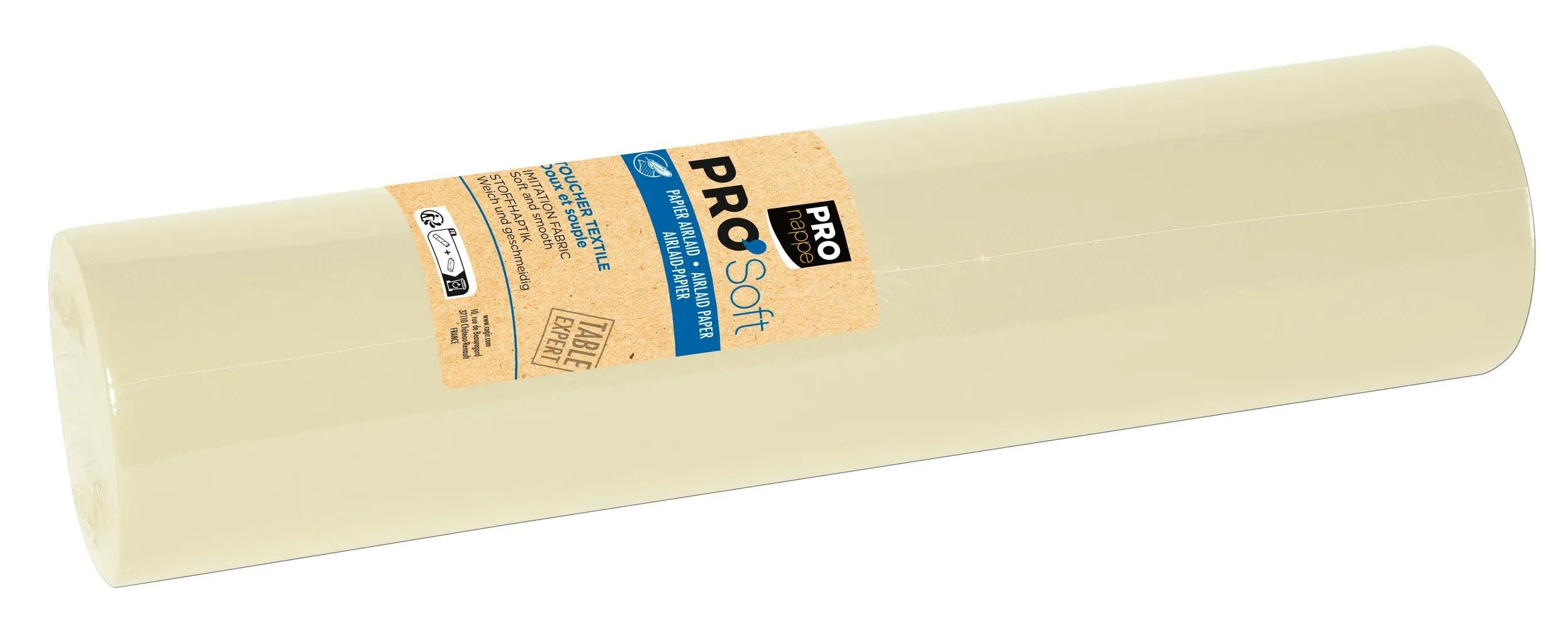 PROnappe Tischband 4x Tischläufer auf Rolle, Airlaid 24x0,40m Elfenbein R532402I, Tête-à-tête airlaid (Intissé, non tiss)