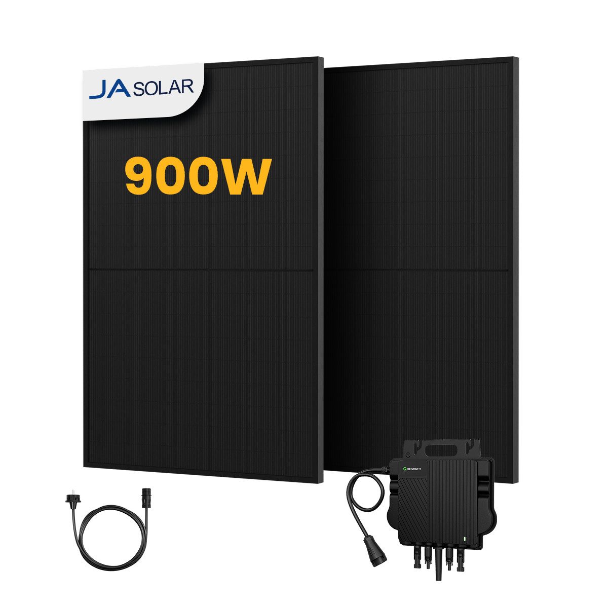 Growatt Balkonkraftwerk 900W steckerfertige Solaranlage,Module mit Growatt 800W Wechselrichter, (2x JASolar 450Wp Full Black im Lieferumfang enthalten)