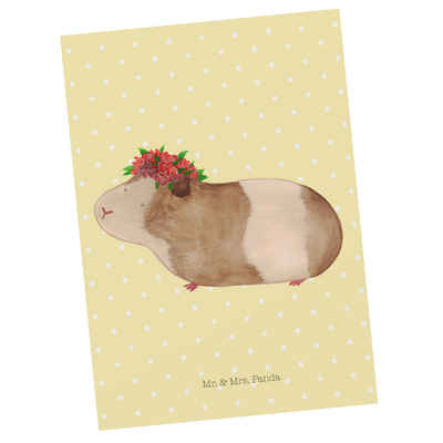 Mr. & Mrs. Panda Postkarte Meerschweinchen weise - Gelb Pastell - Geschenk, lustige Sprüche, Wei